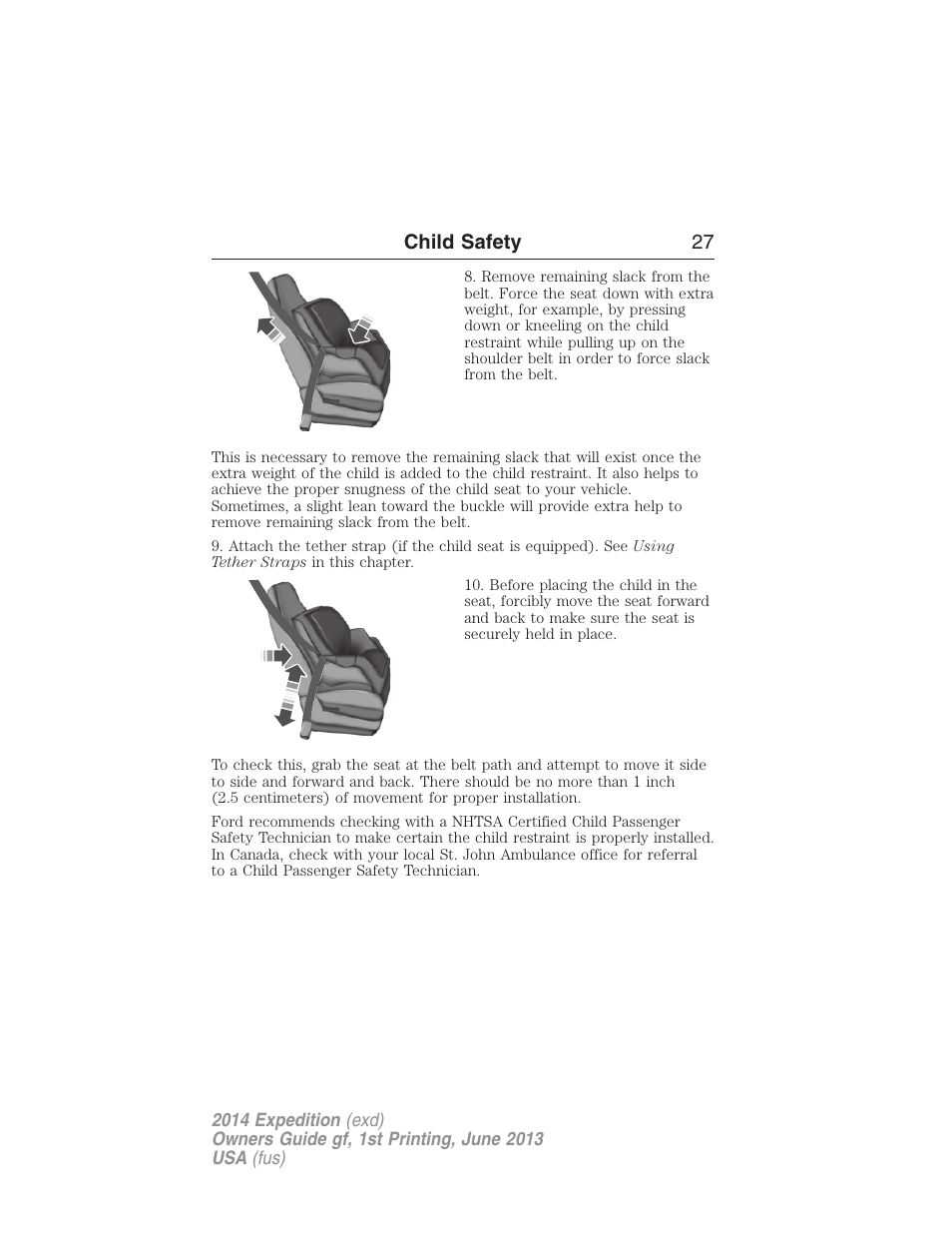 Child safety 27 | FORD 2014 Expedition v.1 User Manual | Page 28 / 519