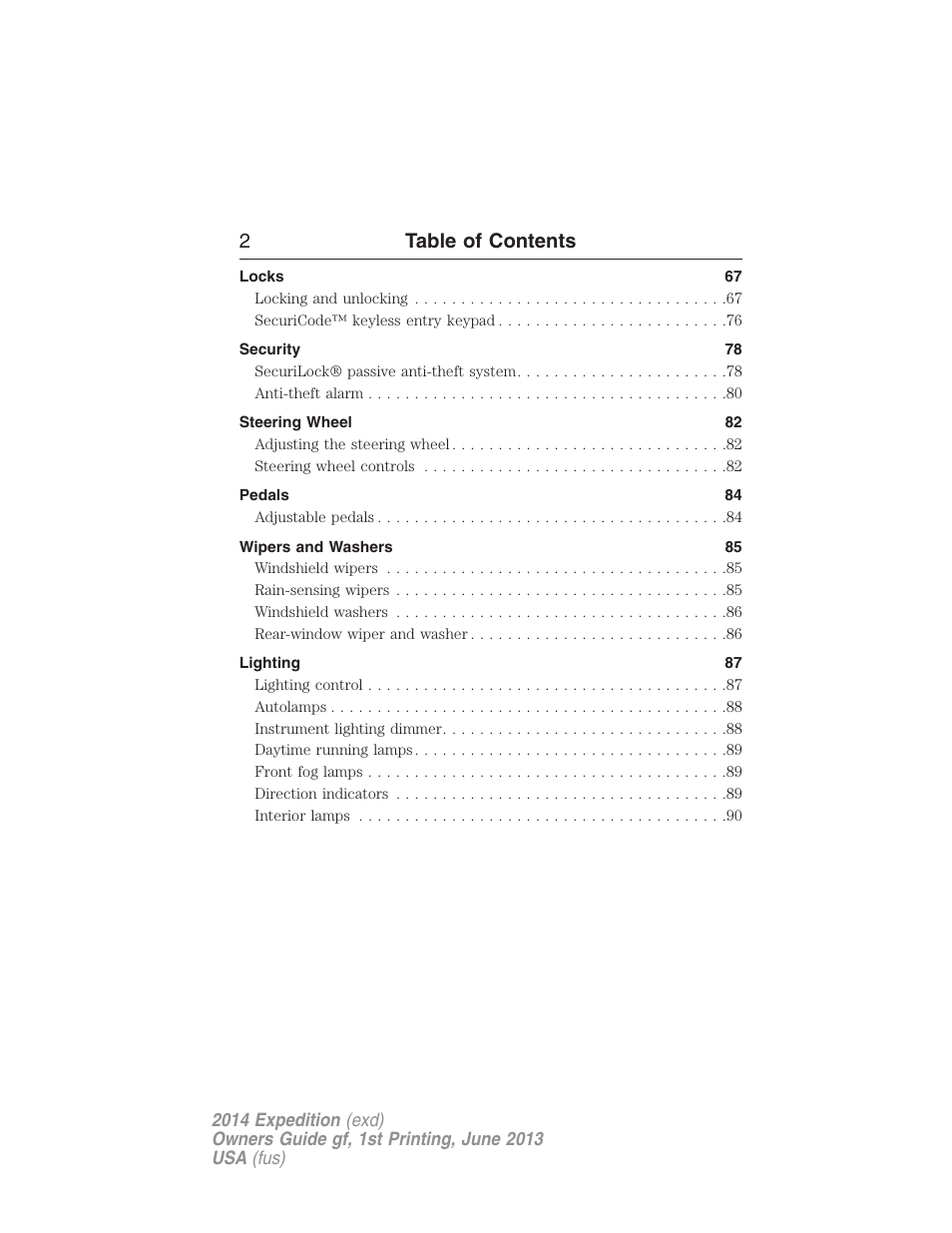 2table of contents | FORD 2014 Expedition v.1 User Manual | Page 3 / 519