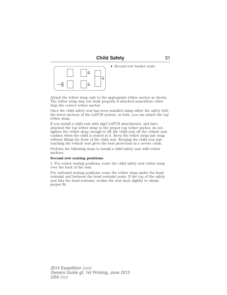 Child safety 31 | FORD 2014 Expedition v.1 User Manual | Page 32 / 519
