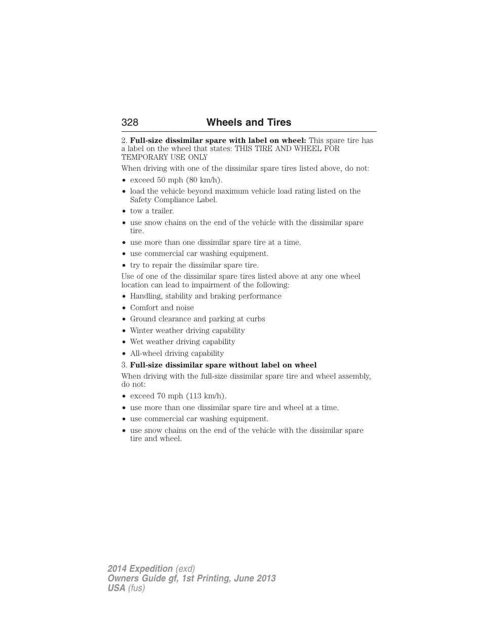 328 wheels and tires | FORD 2014 Expedition v.1 User Manual | Page 329 / 519