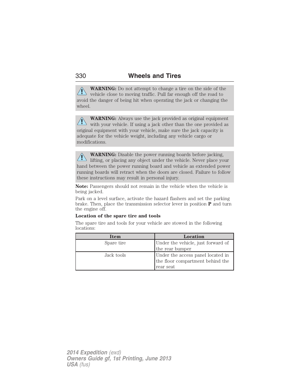 330 wheels and tires | FORD 2014 Expedition v.1 User Manual | Page 331 / 519