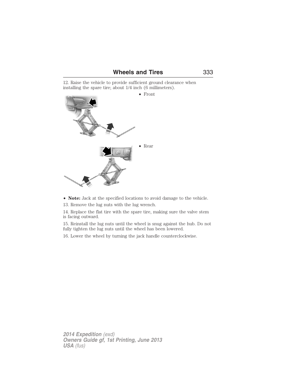 Wheels and tires 333 | FORD 2014 Expedition v.1 User Manual | Page 334 / 519