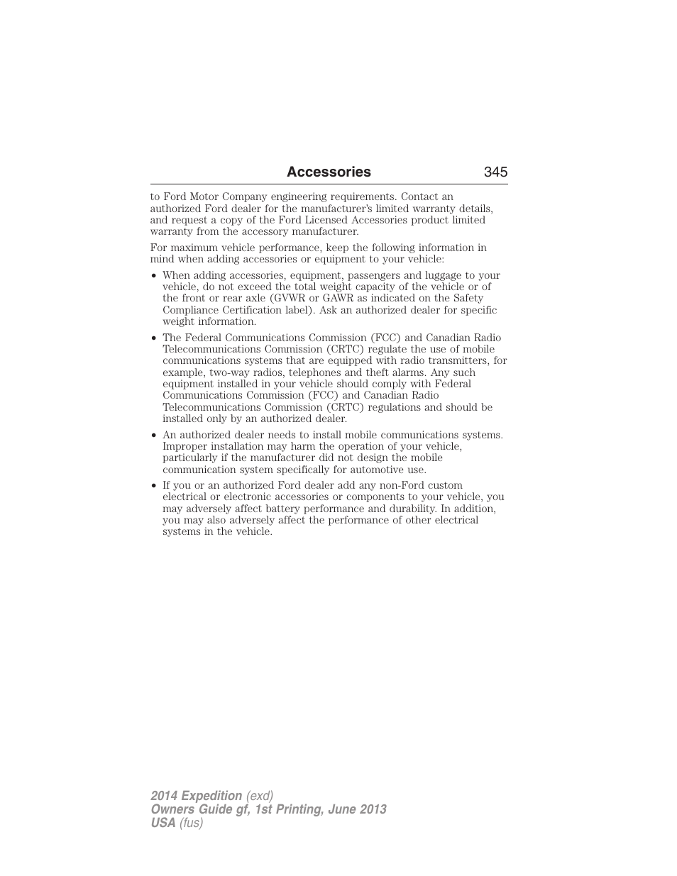 Accessories 345 | FORD 2014 Expedition v.1 User Manual | Page 346 / 519