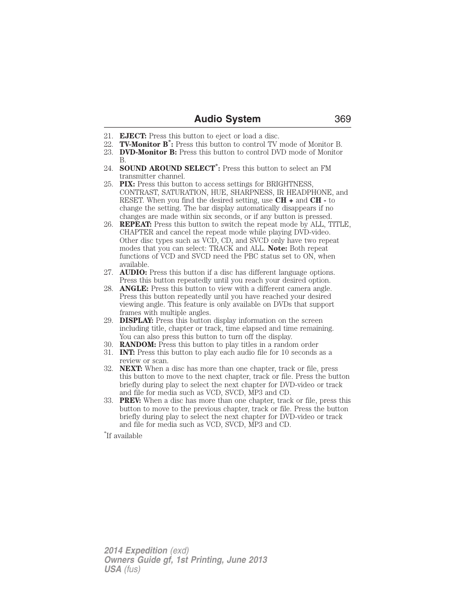 Audio system 369 | FORD 2014 Expedition v.1 User Manual | Page 370 / 519