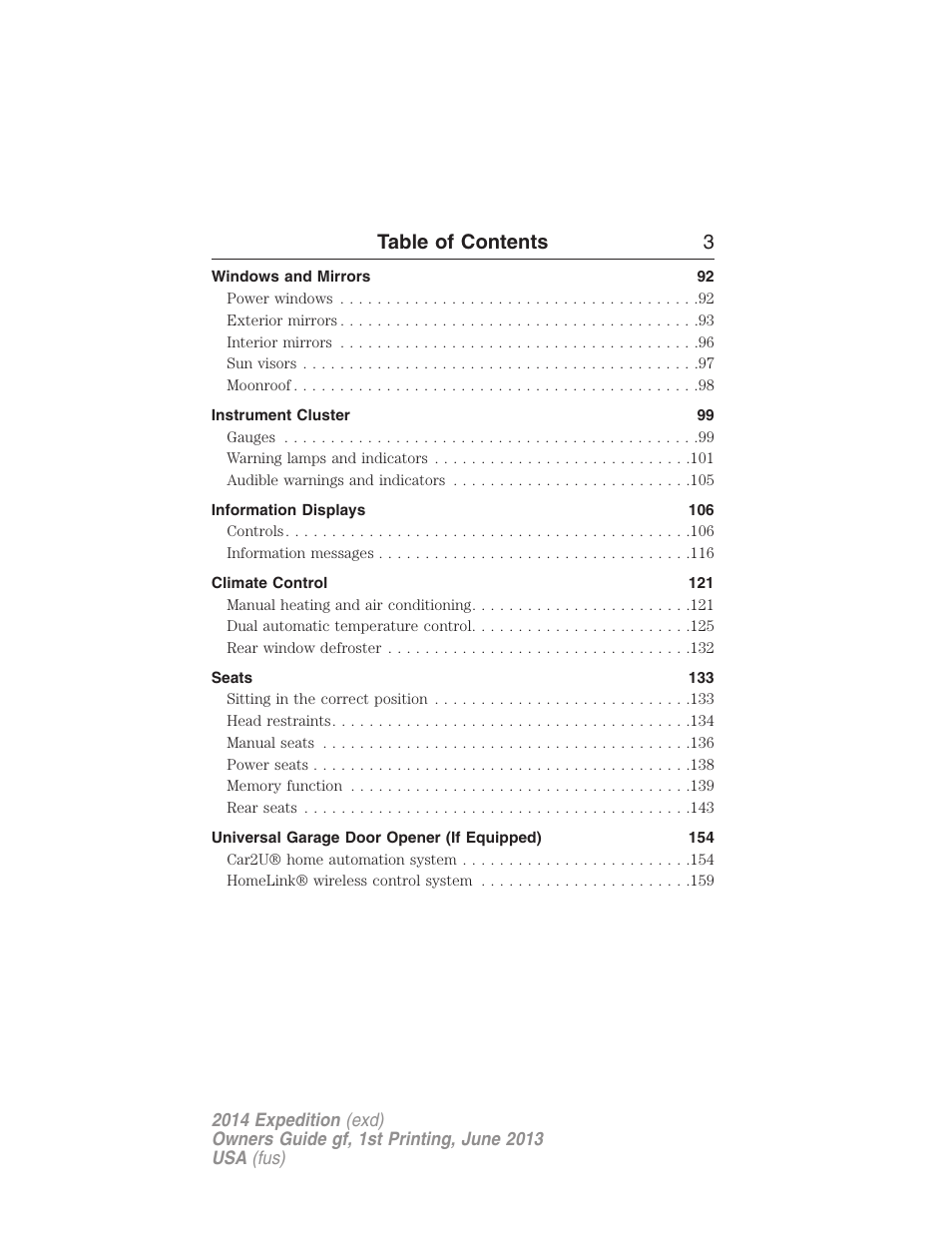 Table of contents 3 | FORD 2014 Expedition v.1 User Manual | Page 4 / 519