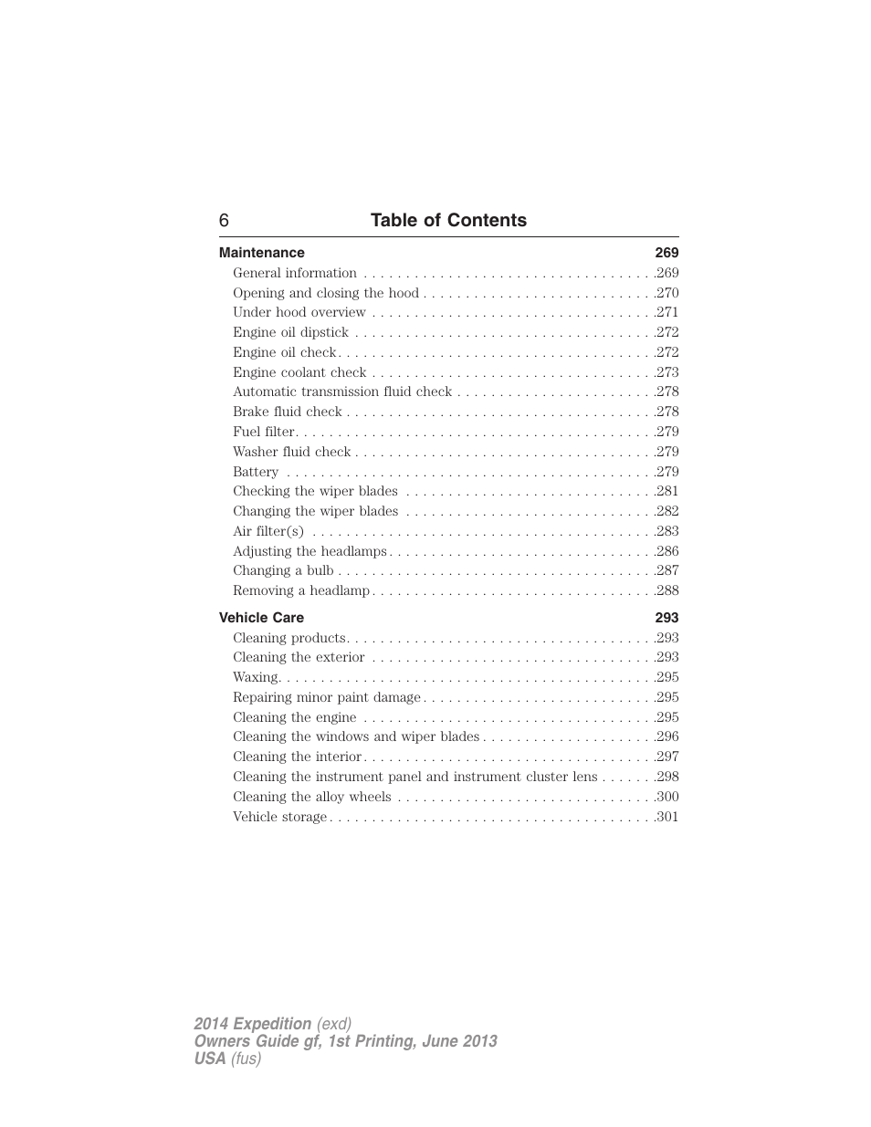 6table of contents | FORD 2014 Expedition v.1 User Manual | Page 7 / 519