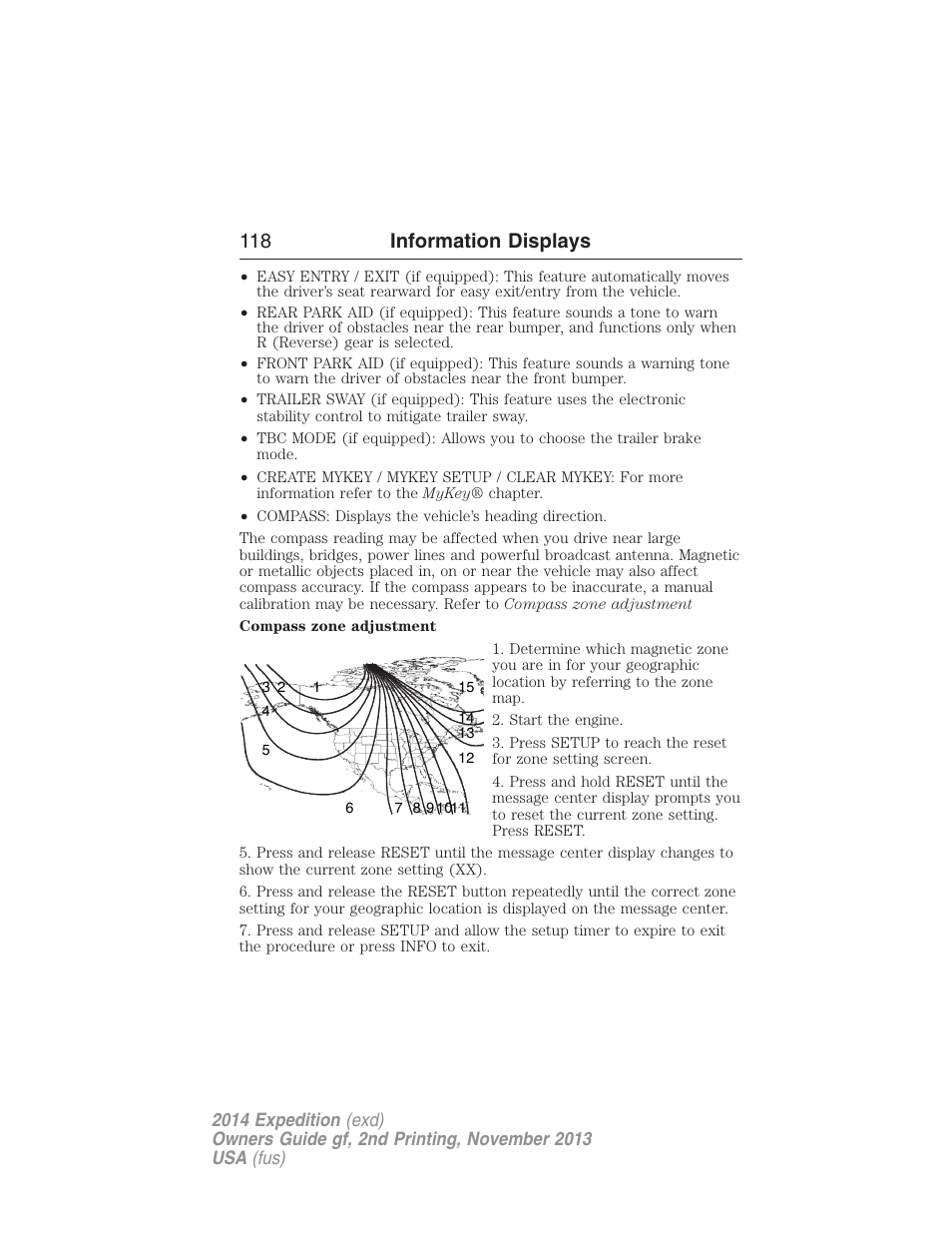 118 information displays | FORD 2014 Expedition v.2 User Manual | Page 119 / 529