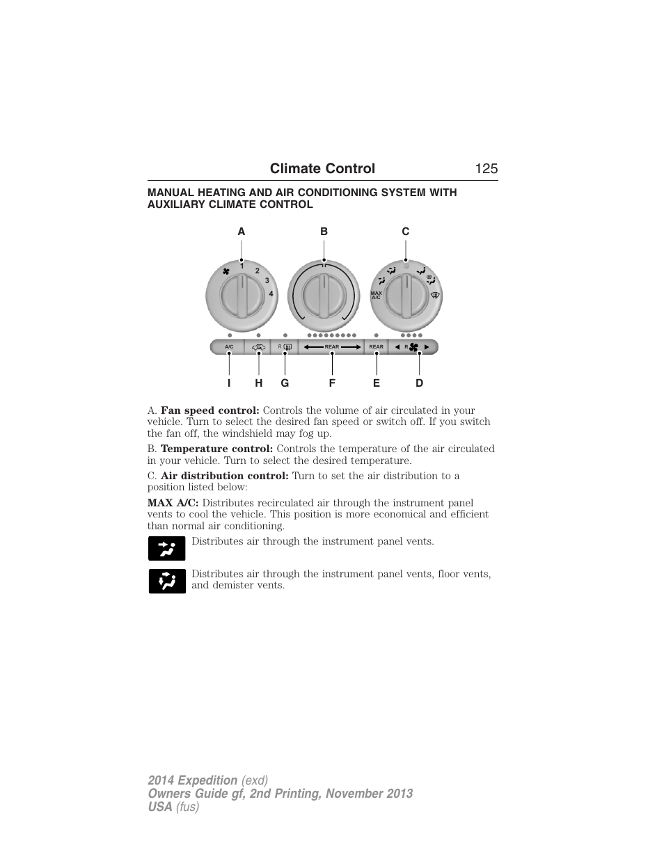 Climate control 125 | FORD 2014 Expedition v.2 User Manual | Page 126 / 529