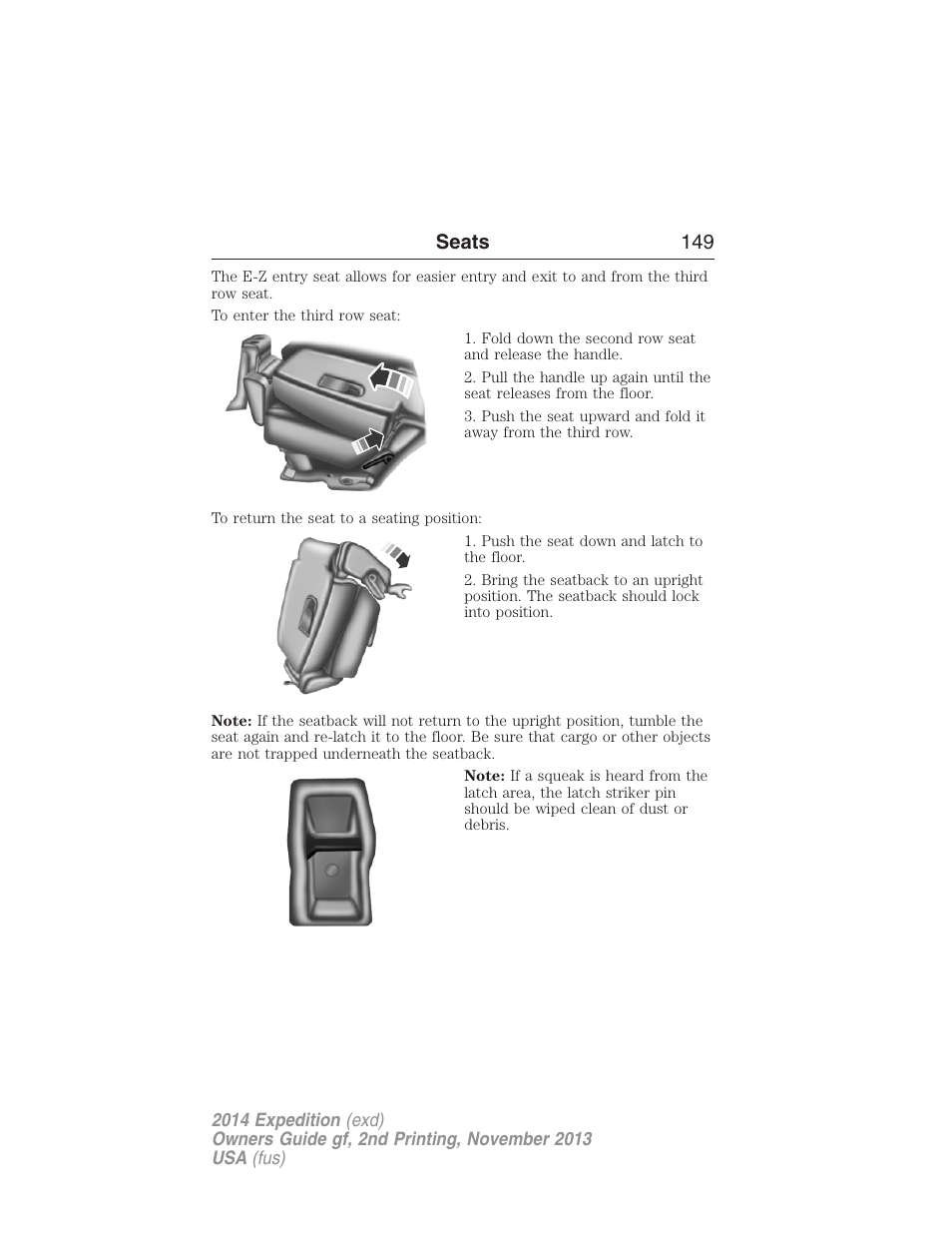 Seats 149 | FORD 2014 Expedition v.2 User Manual | Page 150 / 529