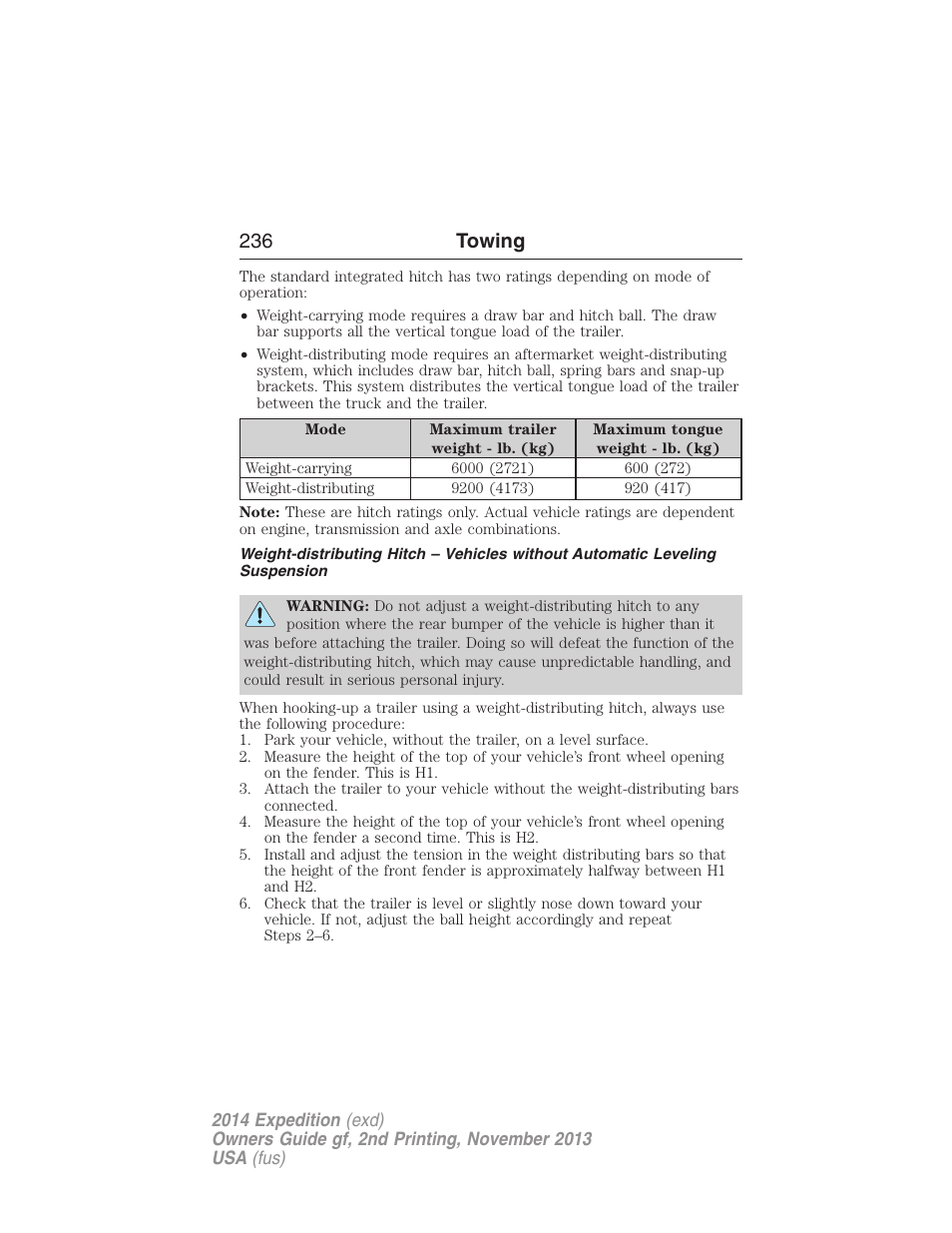 236 towing | FORD 2014 Expedition v.2 User Manual | Page 237 / 529
