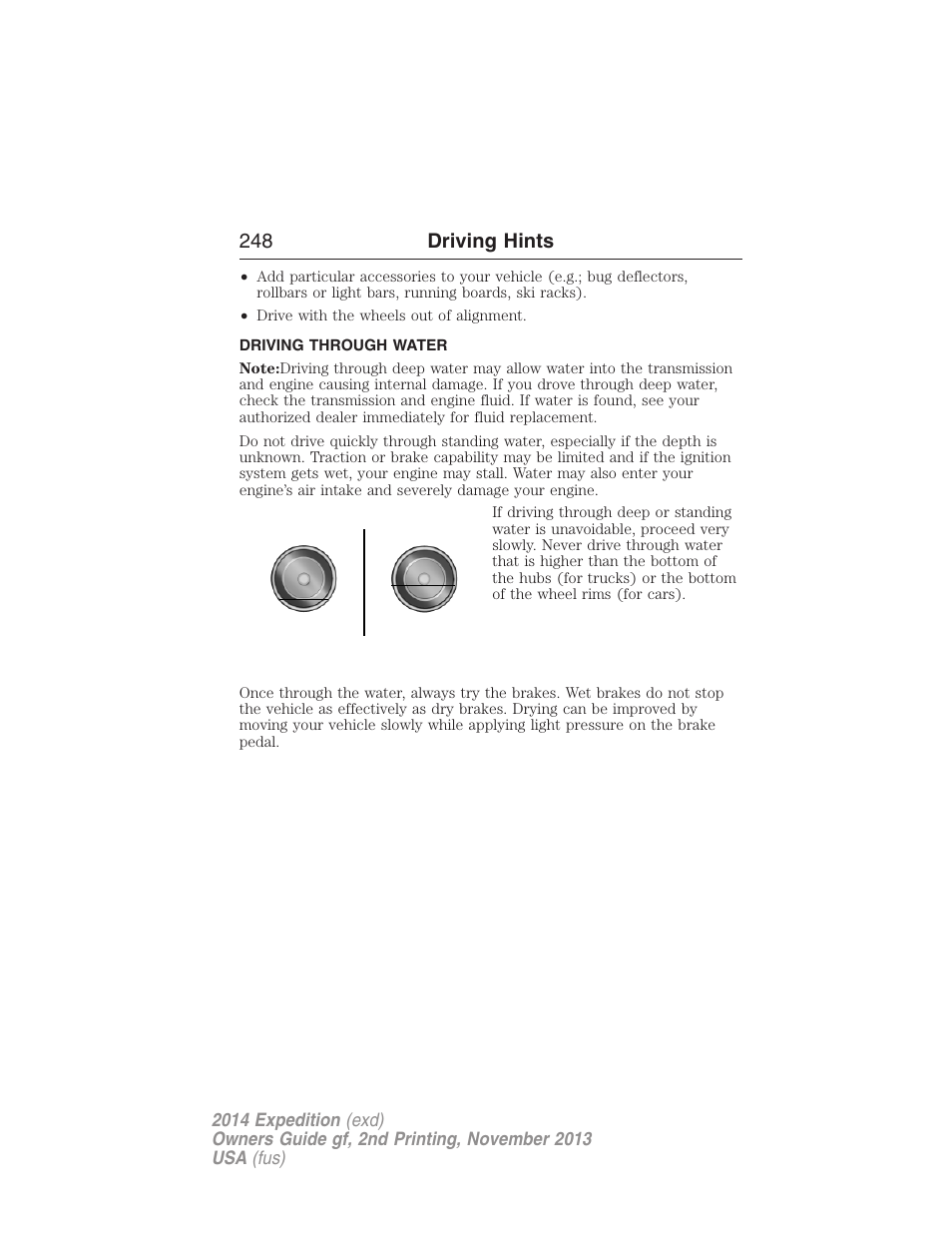 Driving through water, 248 driving hints | FORD 2014 Expedition v.2 User Manual | Page 249 / 529