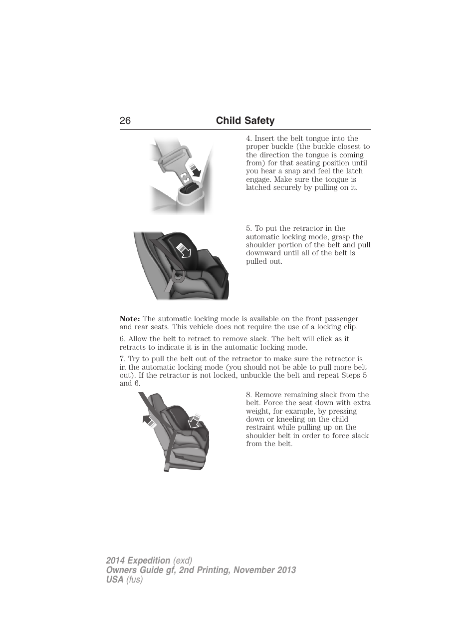 26 child safety | FORD 2014 Expedition v.2 User Manual | Page 27 / 529
