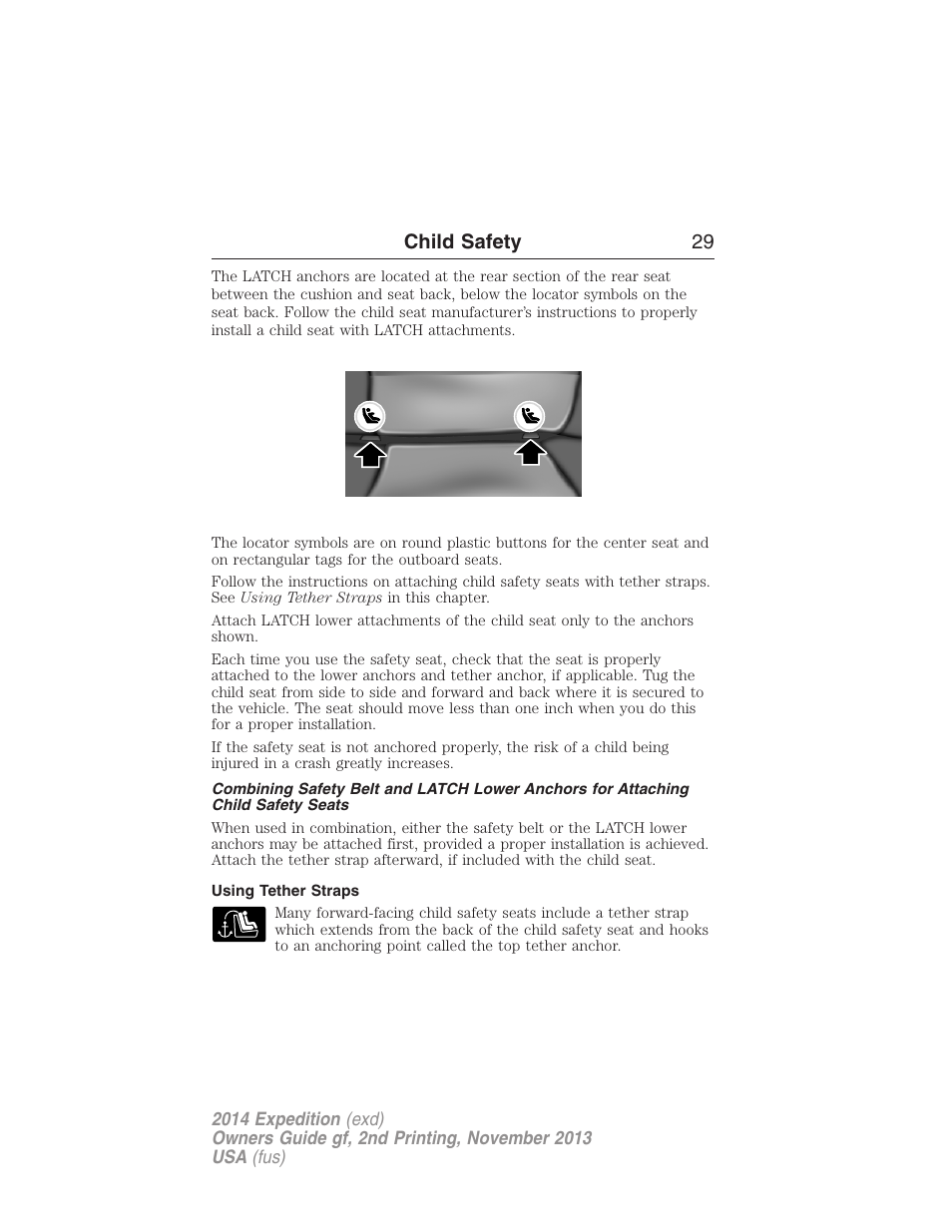 Using tether straps, Child safety 29 | FORD 2014 Expedition v.2 User Manual | Page 30 / 529