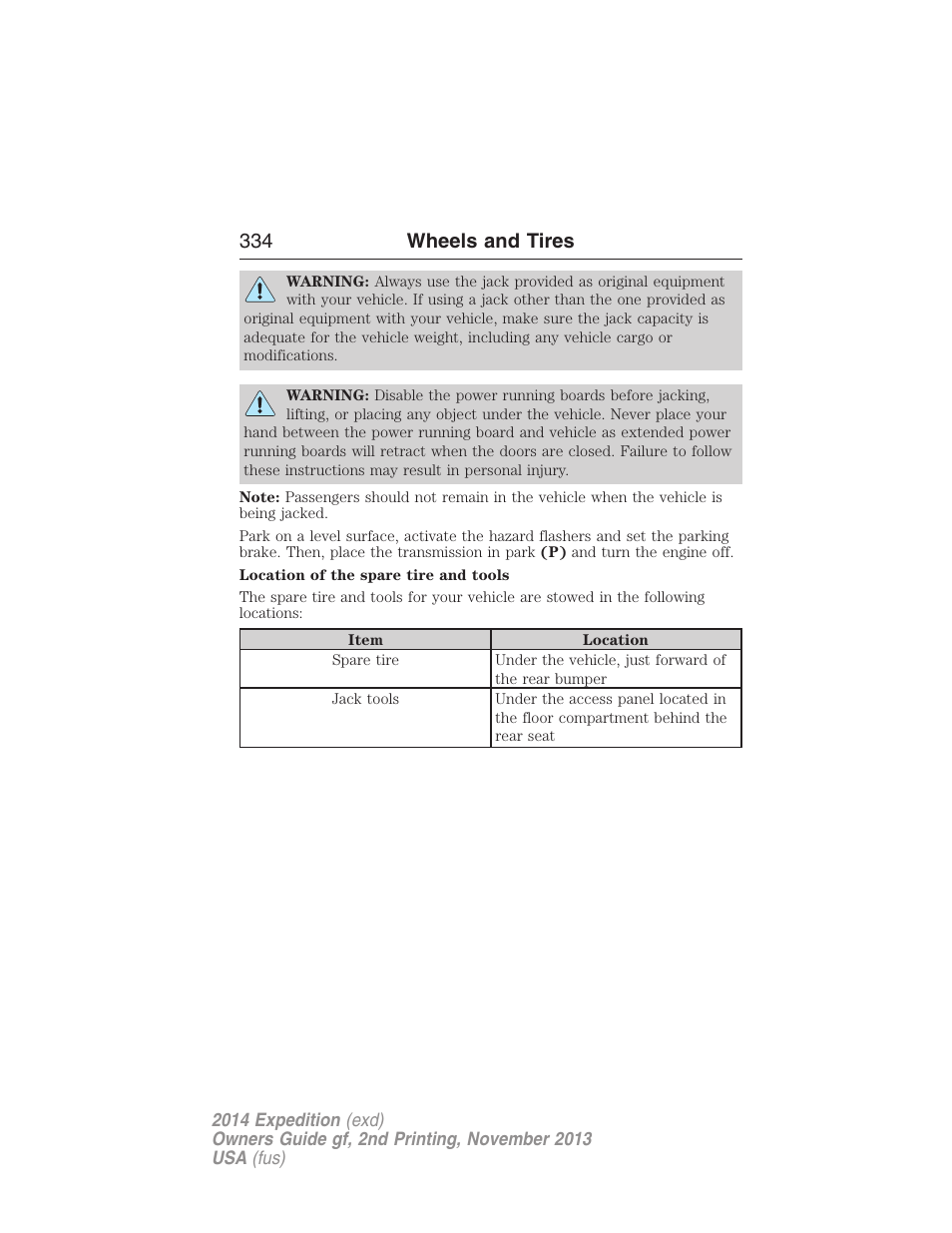 334 wheels and tires | FORD 2014 Expedition v.2 User Manual | Page 335 / 529