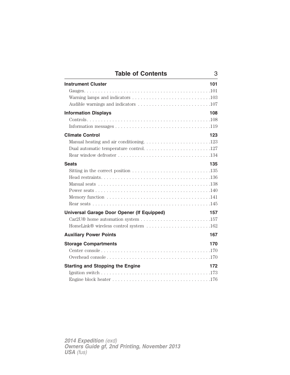 Table of contents 3 | FORD 2014 Expedition v.2 User Manual | Page 4 / 529