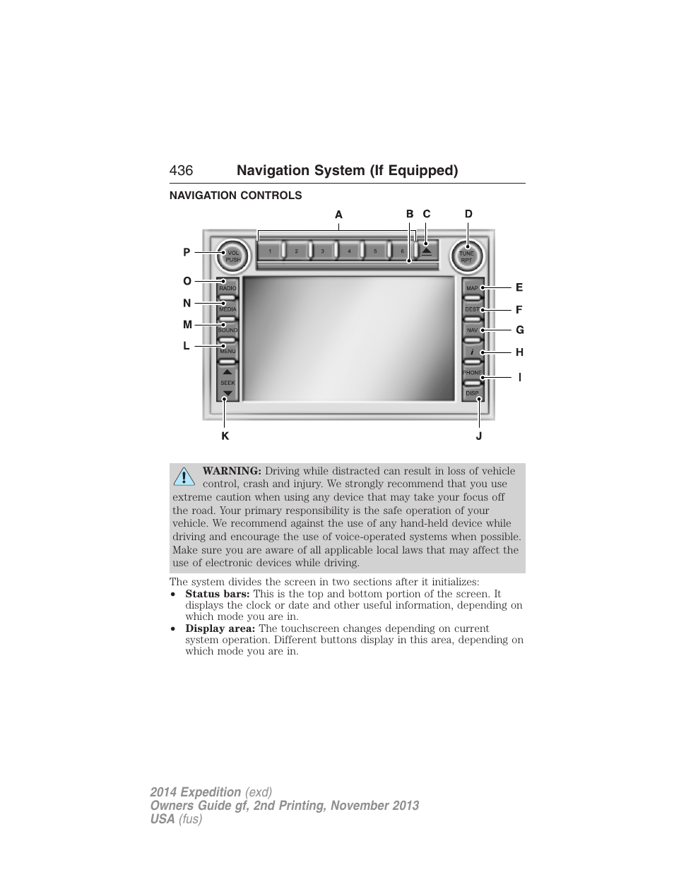 Navigation system (if equipped), Navigation controls, 436 navigation system (if equipped) | FORD 2014 Expedition v.2 User Manual | Page 437 / 529
