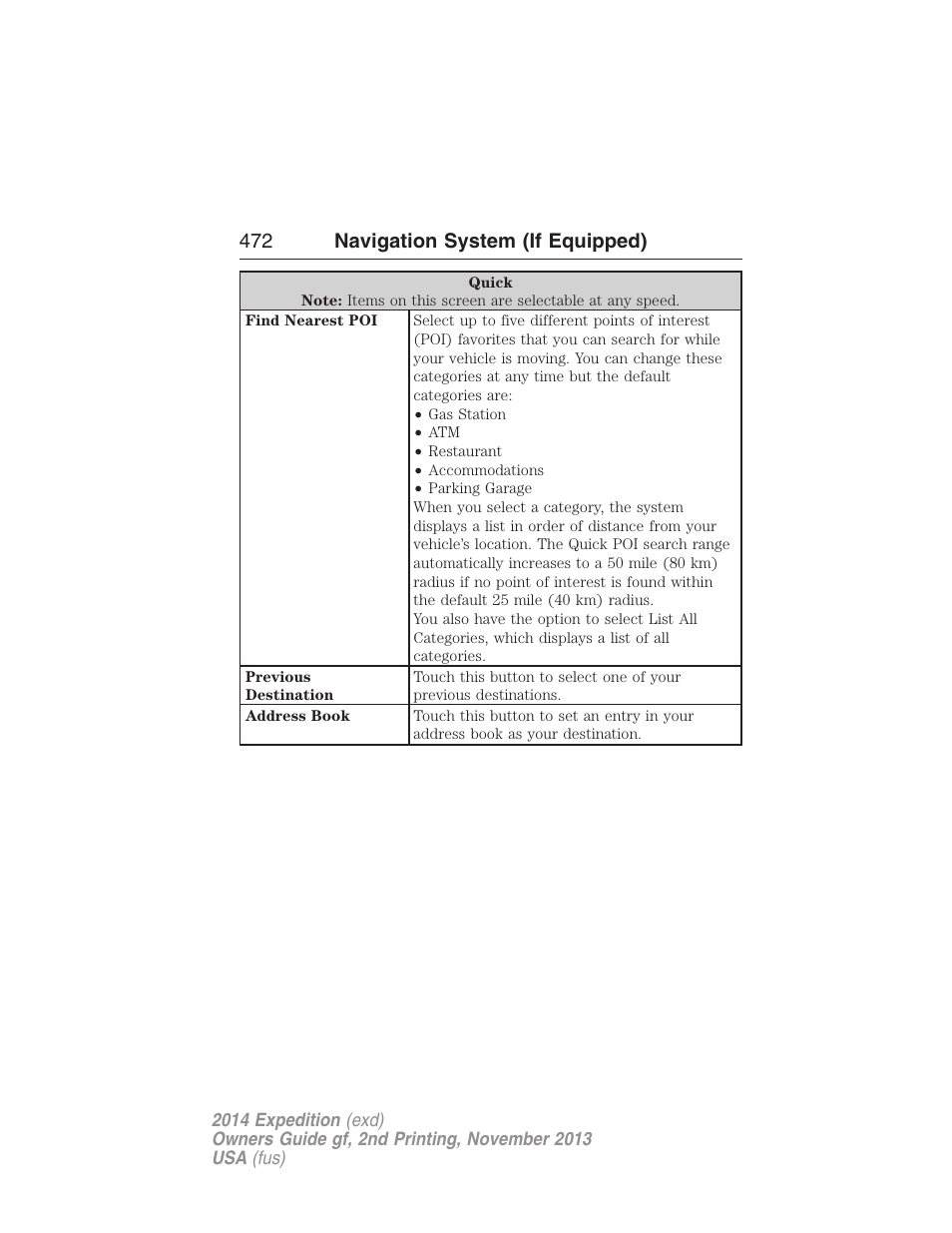 472 navigation system (if equipped) | FORD 2014 Expedition v.2 User Manual | Page 473 / 529