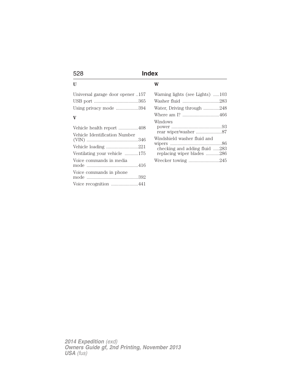 528 index | FORD 2014 Expedition v.2 User Manual | Page 529 / 529