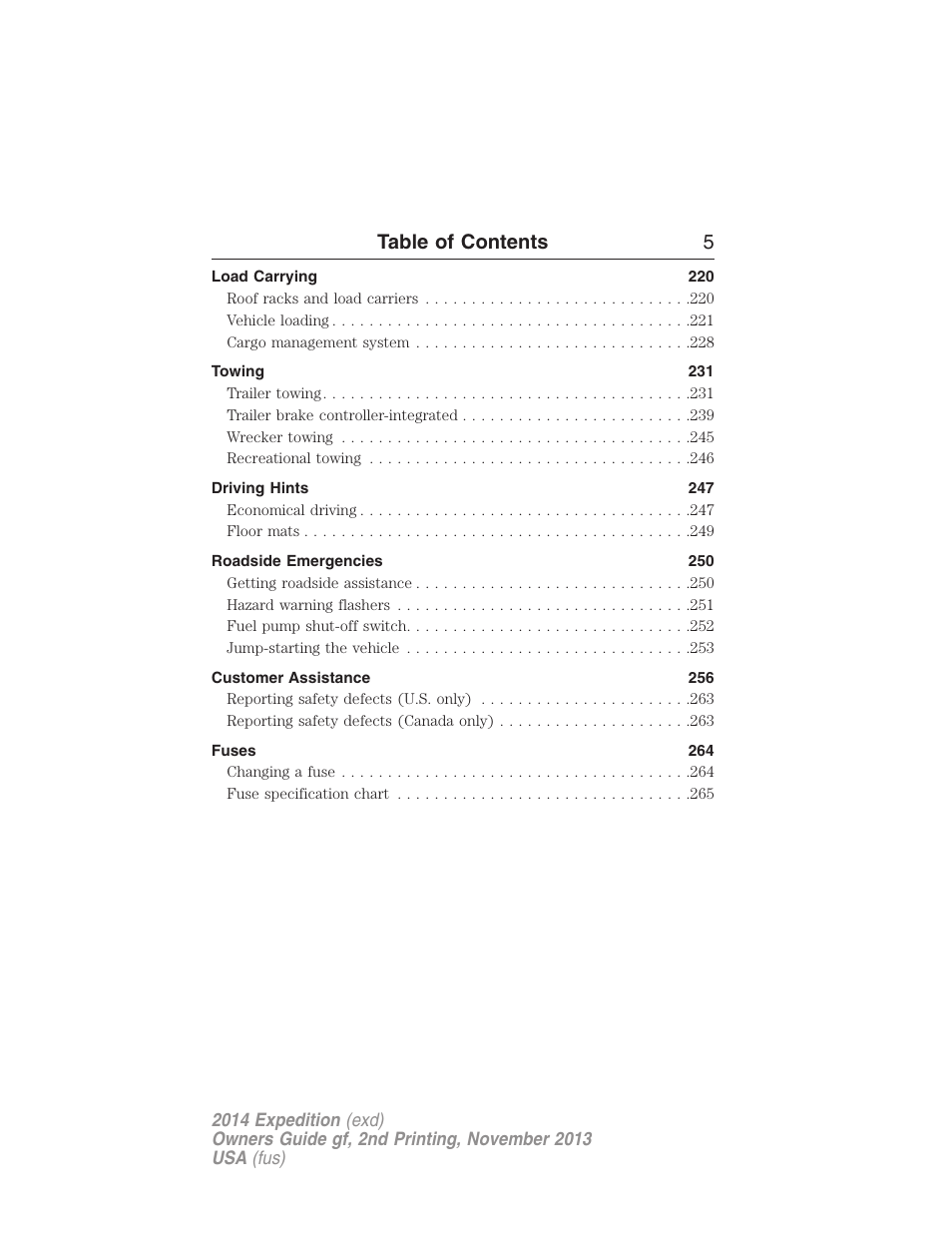 Table of contents 5 | FORD 2014 Expedition v.2 User Manual | Page 6 / 529