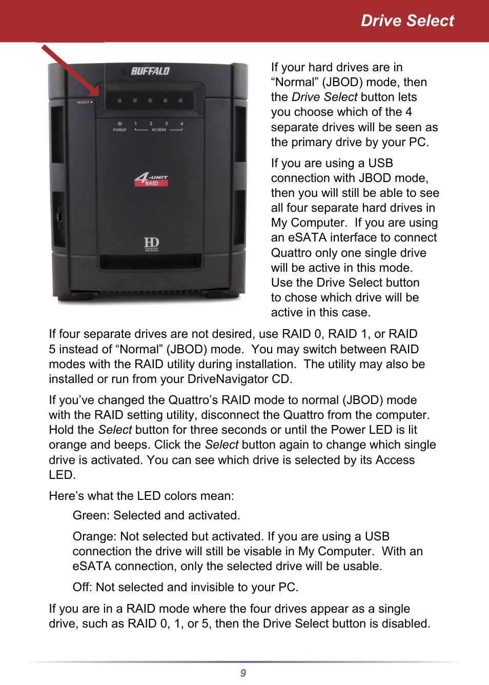 Drive select | Buffalo Technology HD-QSTSU2/R5 User Manual | Page 9 / 12