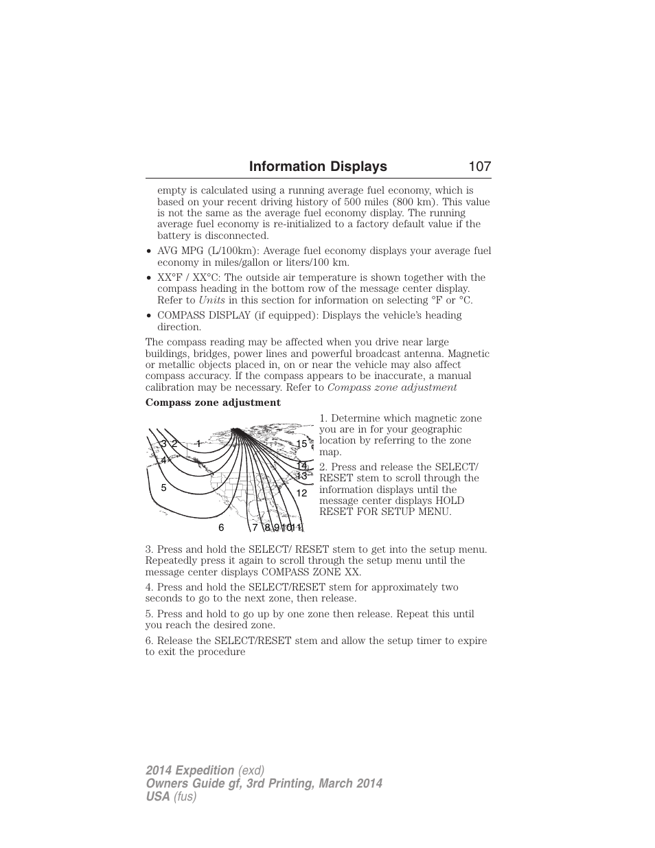 Information displays 107 | FORD 2014 Expedition v.3 User Manual | Page 108 / 520