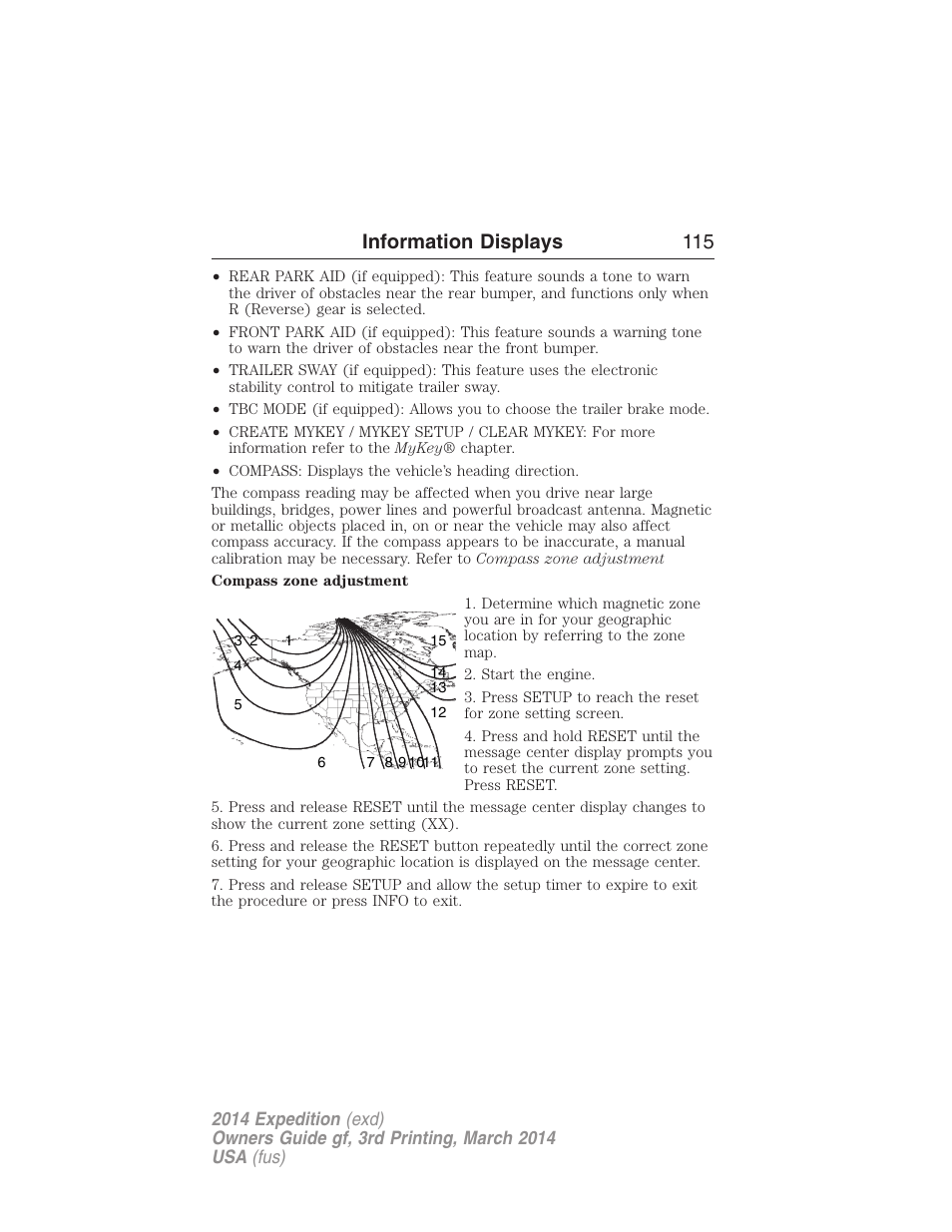 Information displays 115 | FORD 2014 Expedition v.3 User Manual | Page 116 / 520