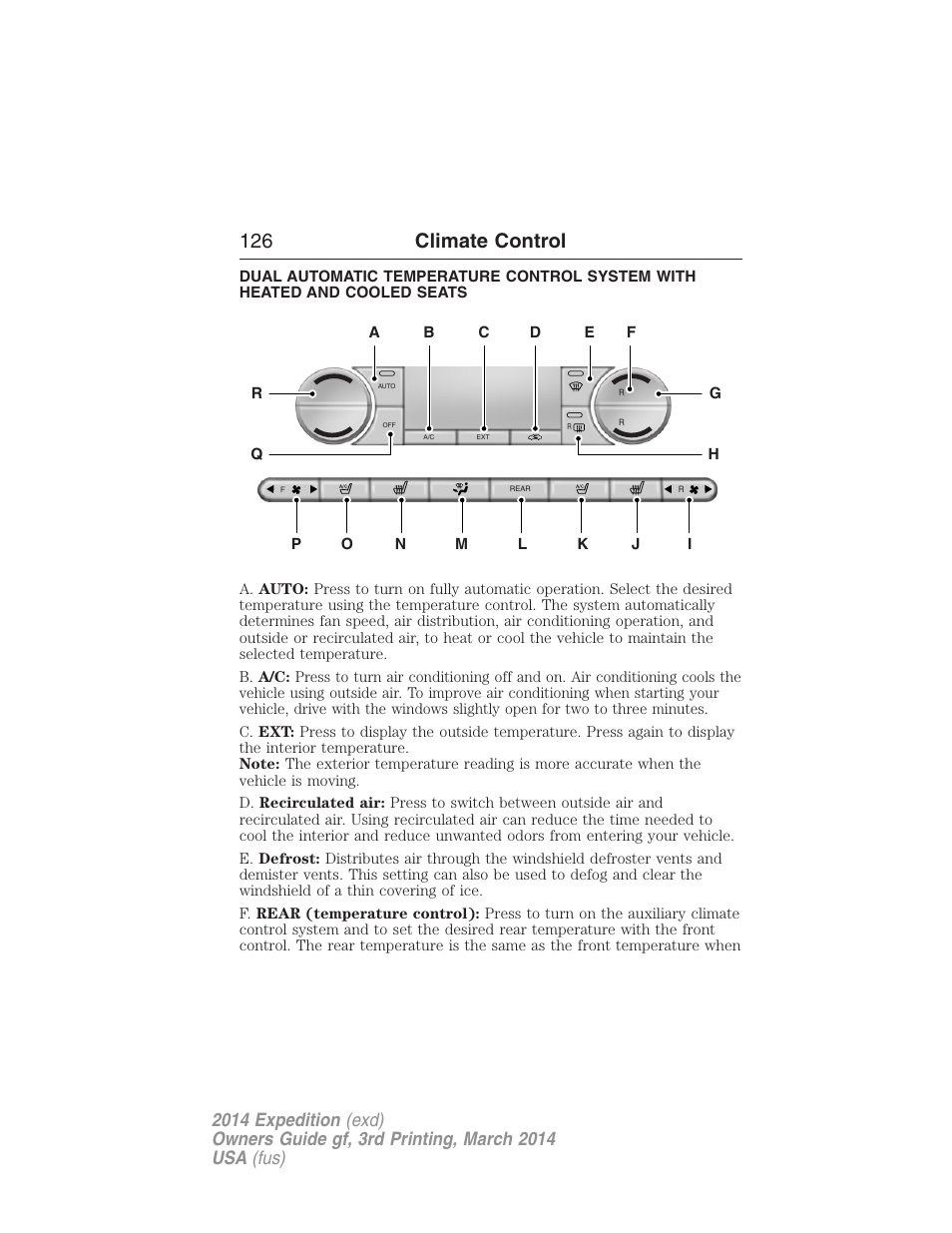 126 climate control | FORD 2014 Expedition v.3 User Manual | Page 127 / 520