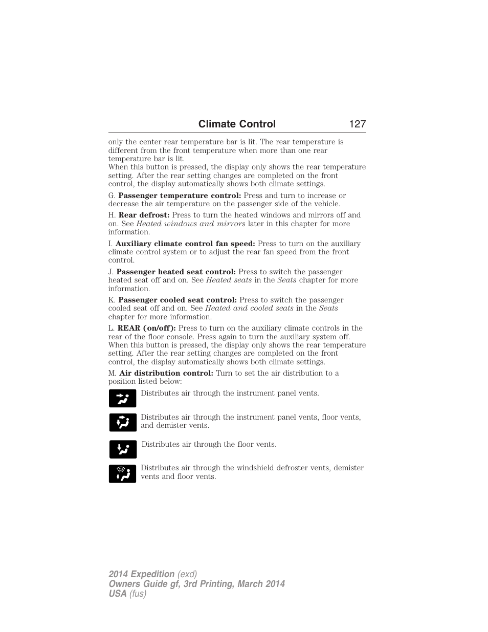 Climate control 127 | FORD 2014 Expedition v.3 User Manual | Page 128 / 520