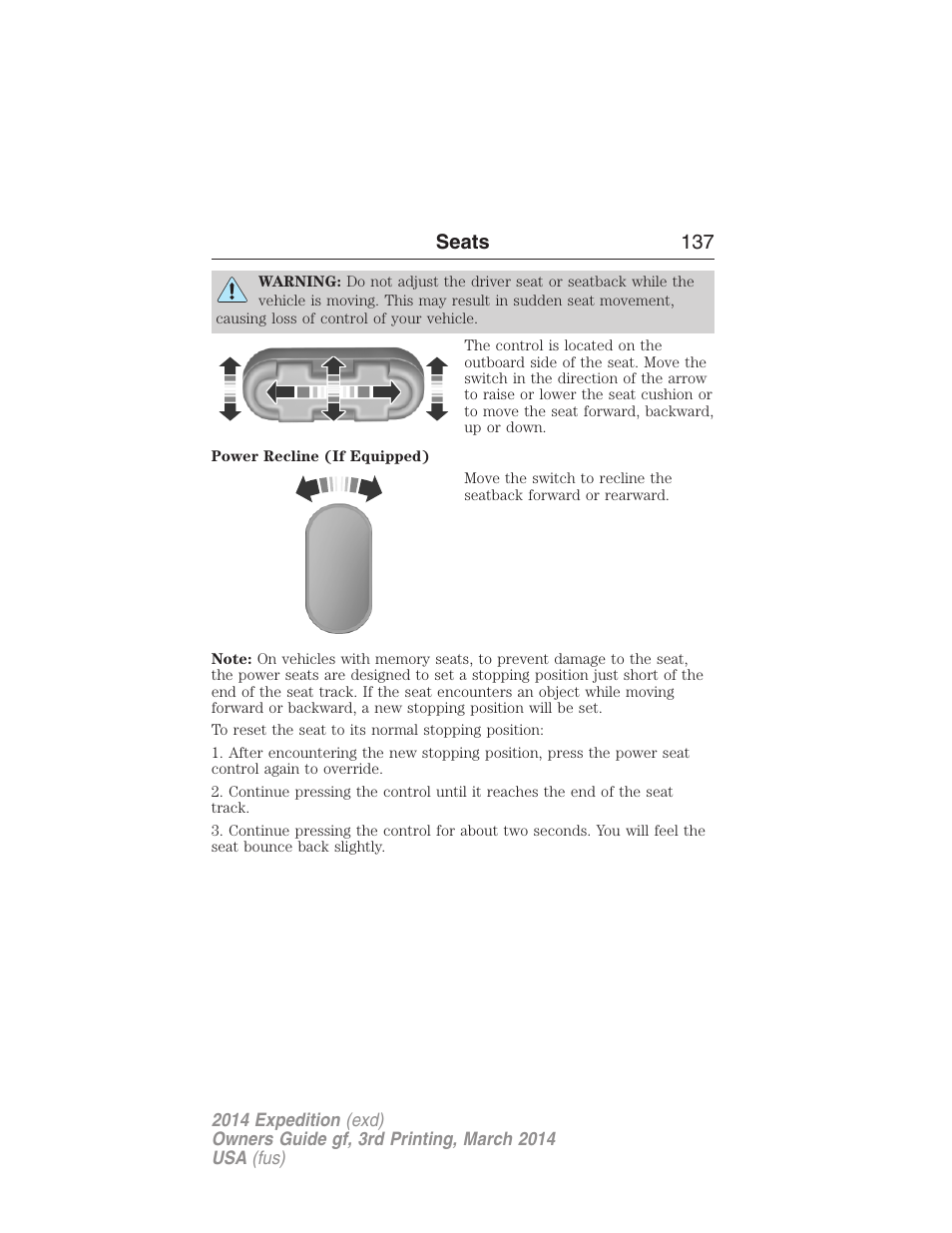 Seats 137 | FORD 2014 Expedition v.3 User Manual | Page 138 / 520