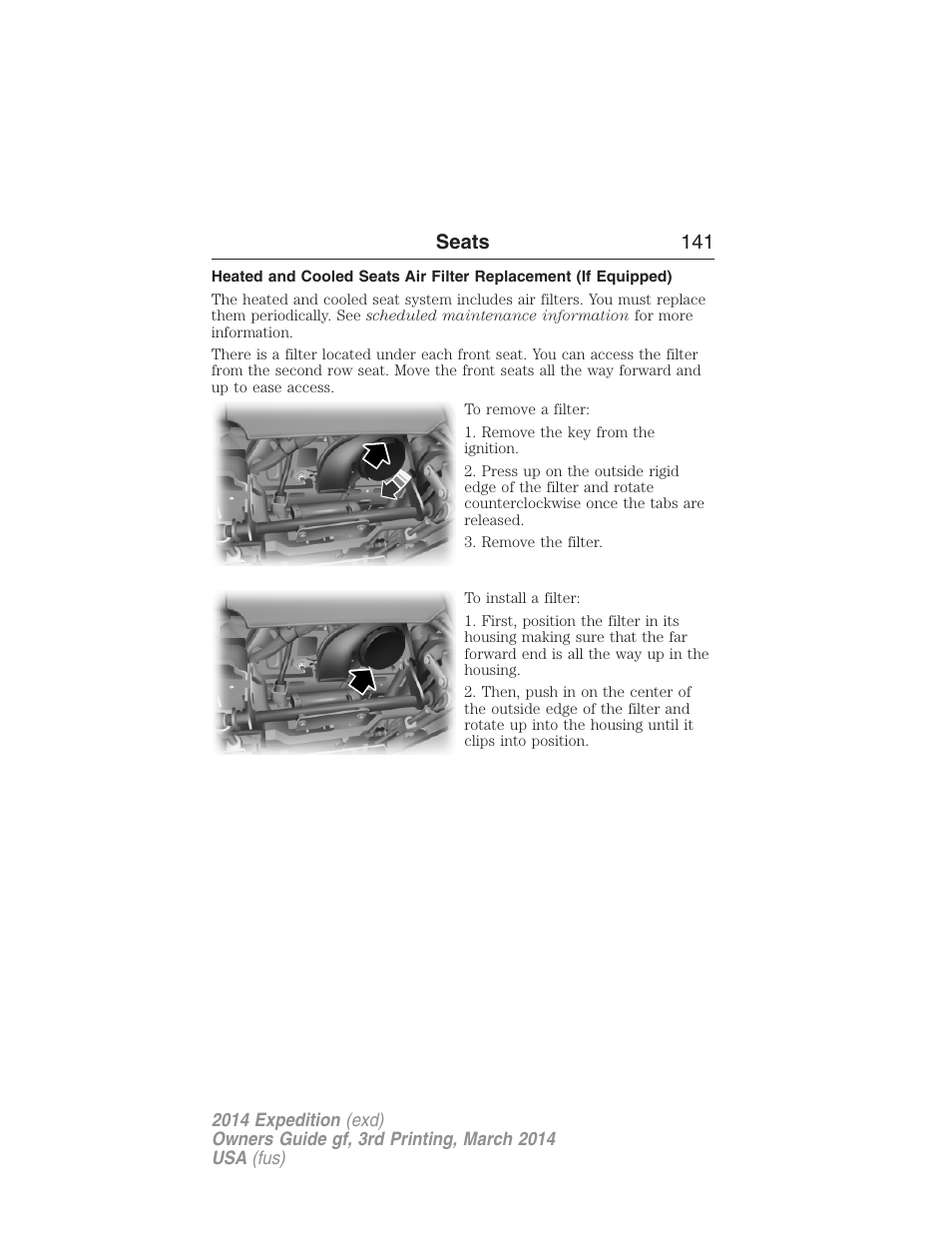 Seats 141 | FORD 2014 Expedition v.3 User Manual | Page 142 / 520