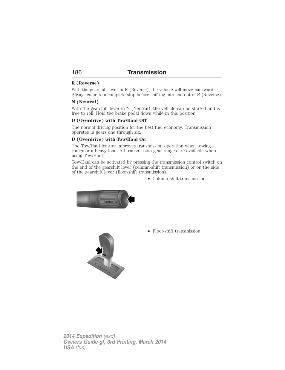 186 transmission | FORD 2014 Expedition v.3 User Manual | Page 187 / 520