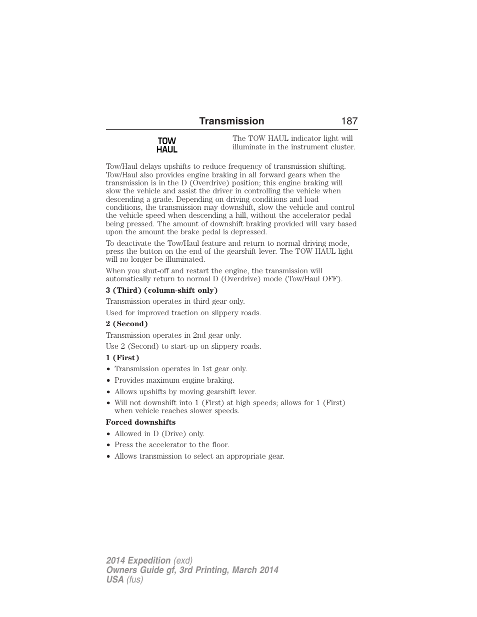 Transmission 187 | FORD 2014 Expedition v.3 User Manual | Page 188 / 520