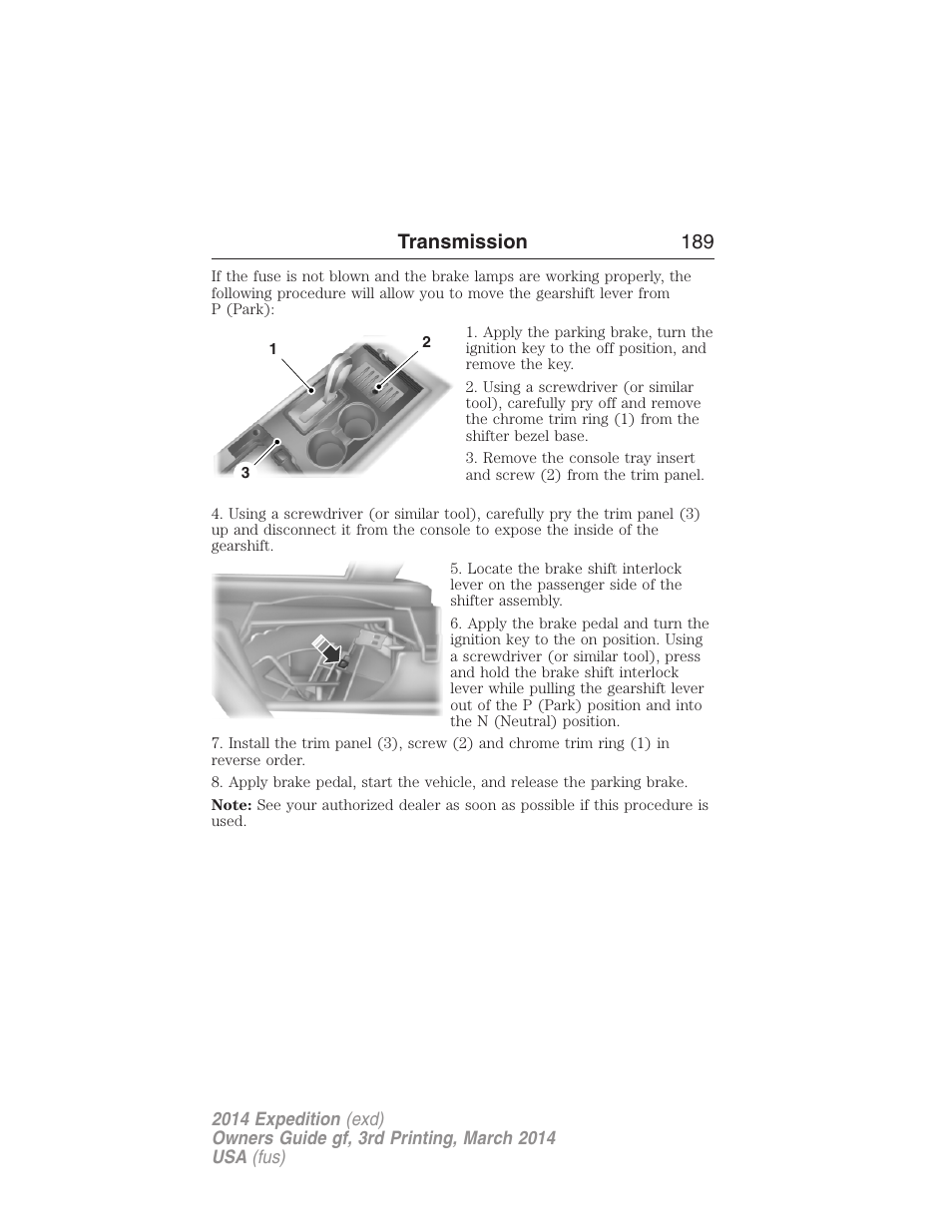 Transmission 189 | FORD 2014 Expedition v.3 User Manual | Page 190 / 520