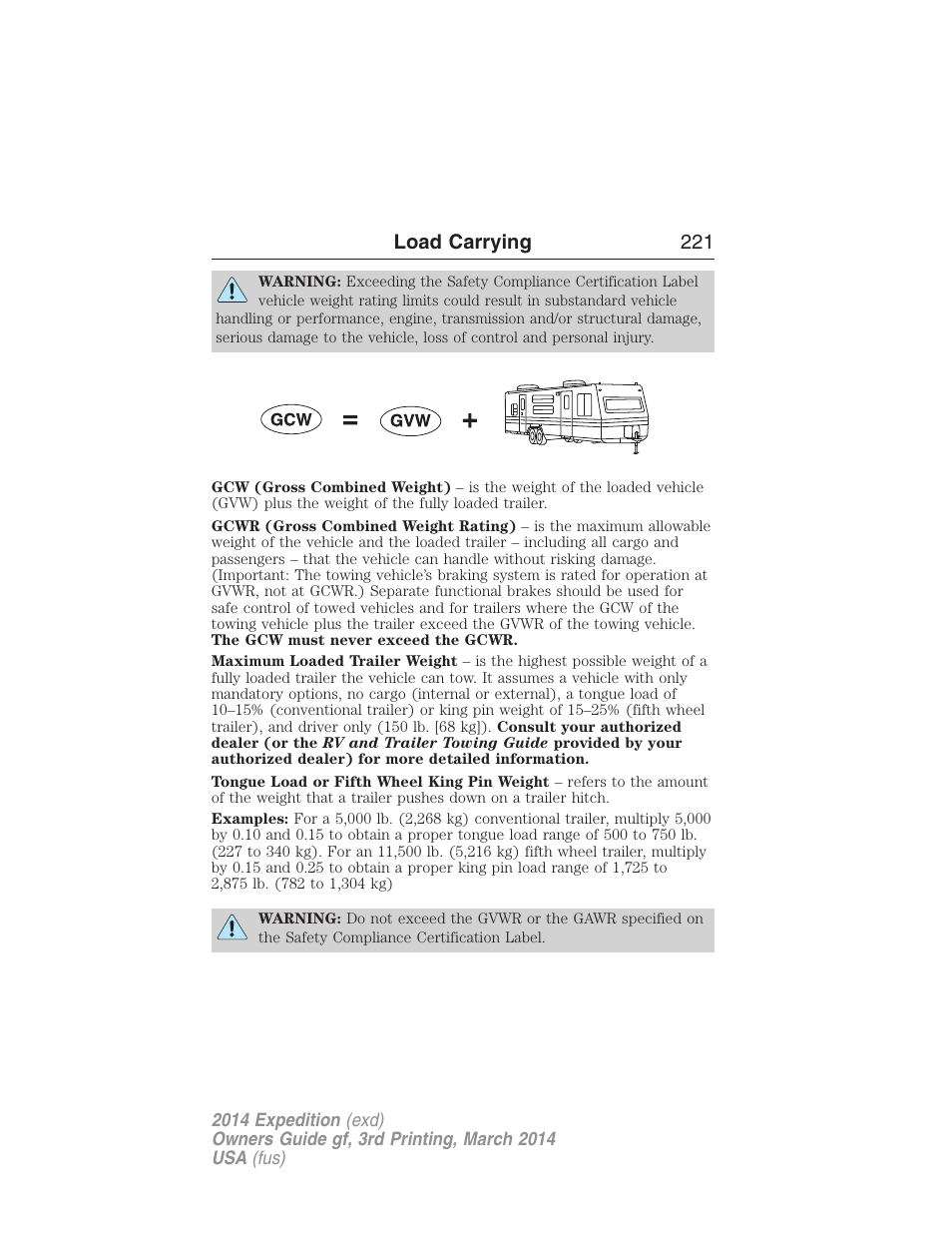 Load carrying 221 | FORD 2014 Expedition v.3 User Manual | Page 222 / 520