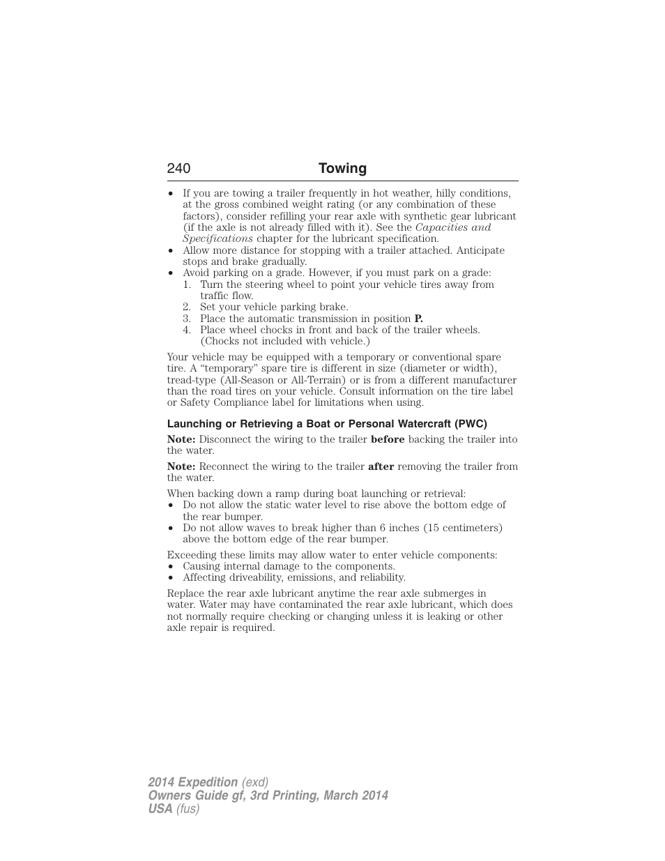 240 towing | FORD 2014 Expedition v.3 User Manual | Page 241 / 520