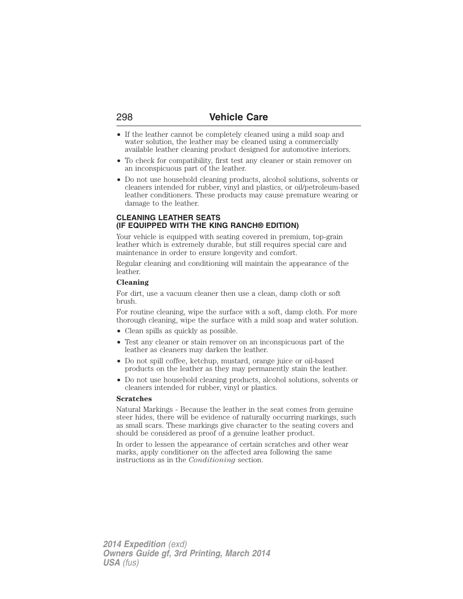 298 vehicle care | FORD 2014 Expedition v.3 User Manual | Page 299 / 520