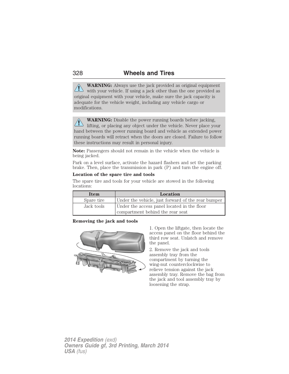 328 wheels and tires | FORD 2014 Expedition v.3 User Manual | Page 329 / 520