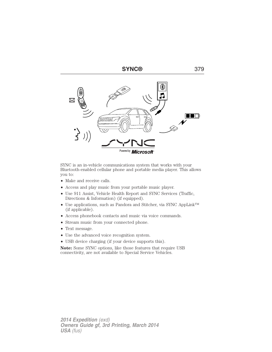 Sync | FORD 2014 Expedition v.3 User Manual | Page 380 / 520