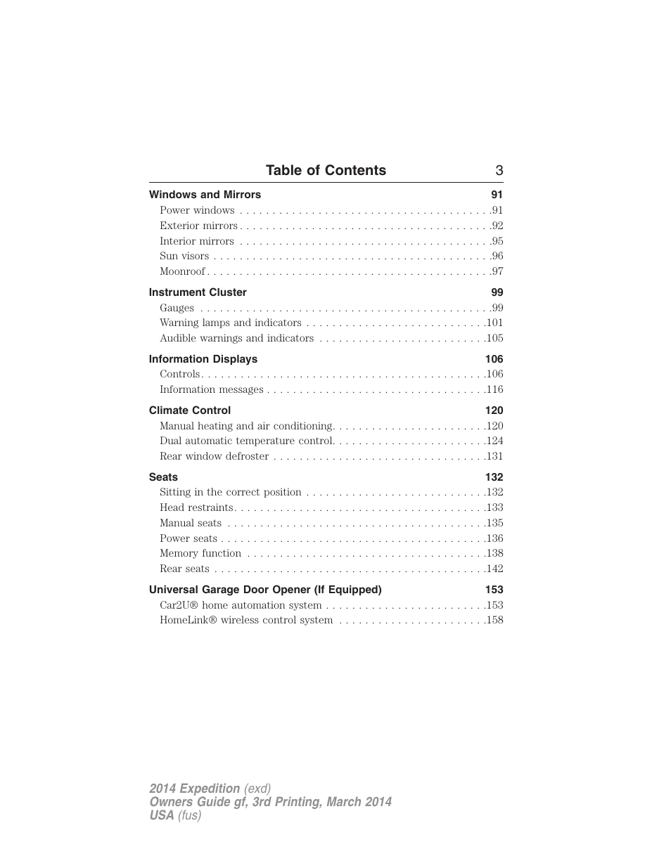 Table of contents 3 | FORD 2014 Expedition v.3 User Manual | Page 4 / 520