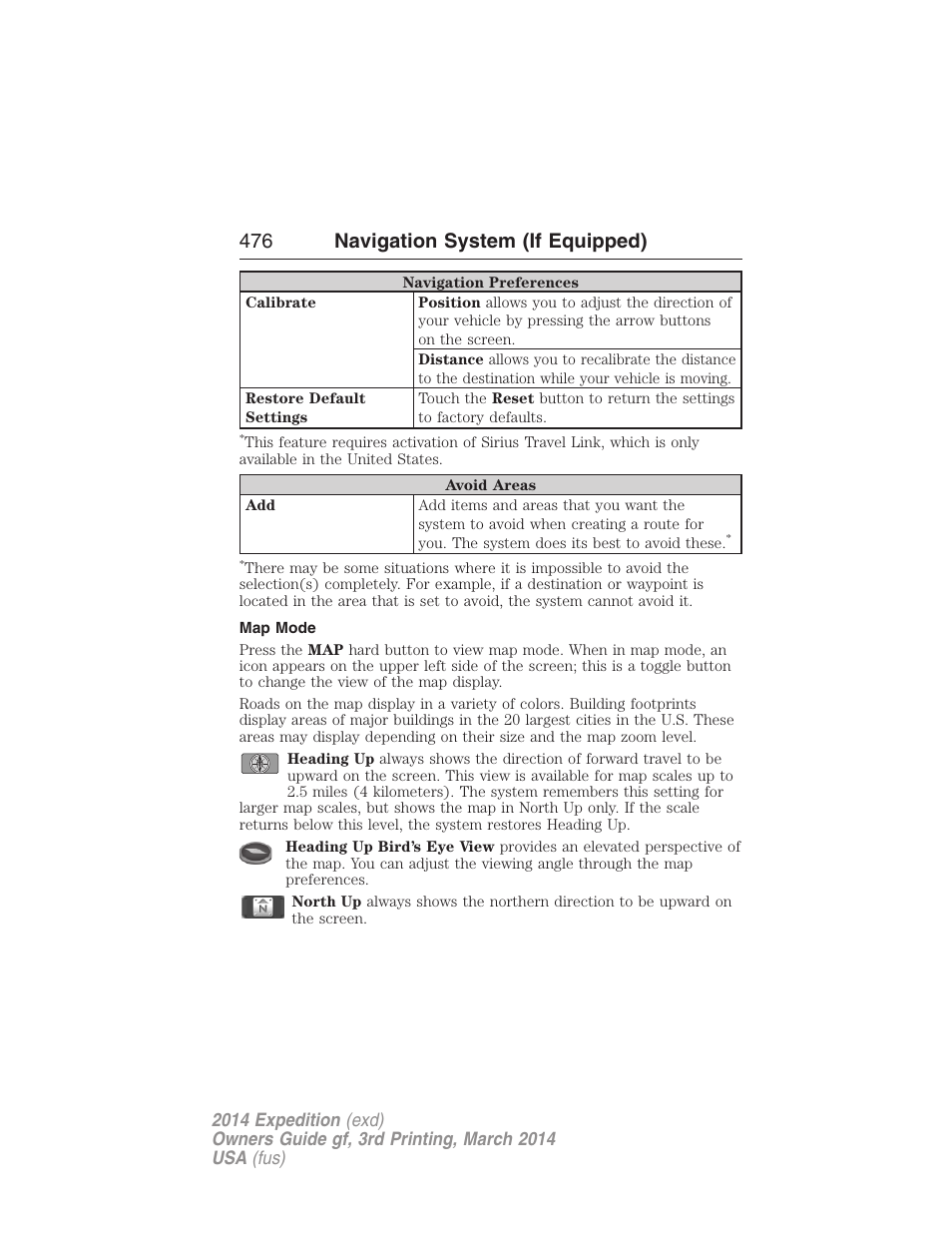 Map mode, 476 navigation system (if equipped) | FORD 2014 Expedition v.3 User Manual | Page 477 / 520
