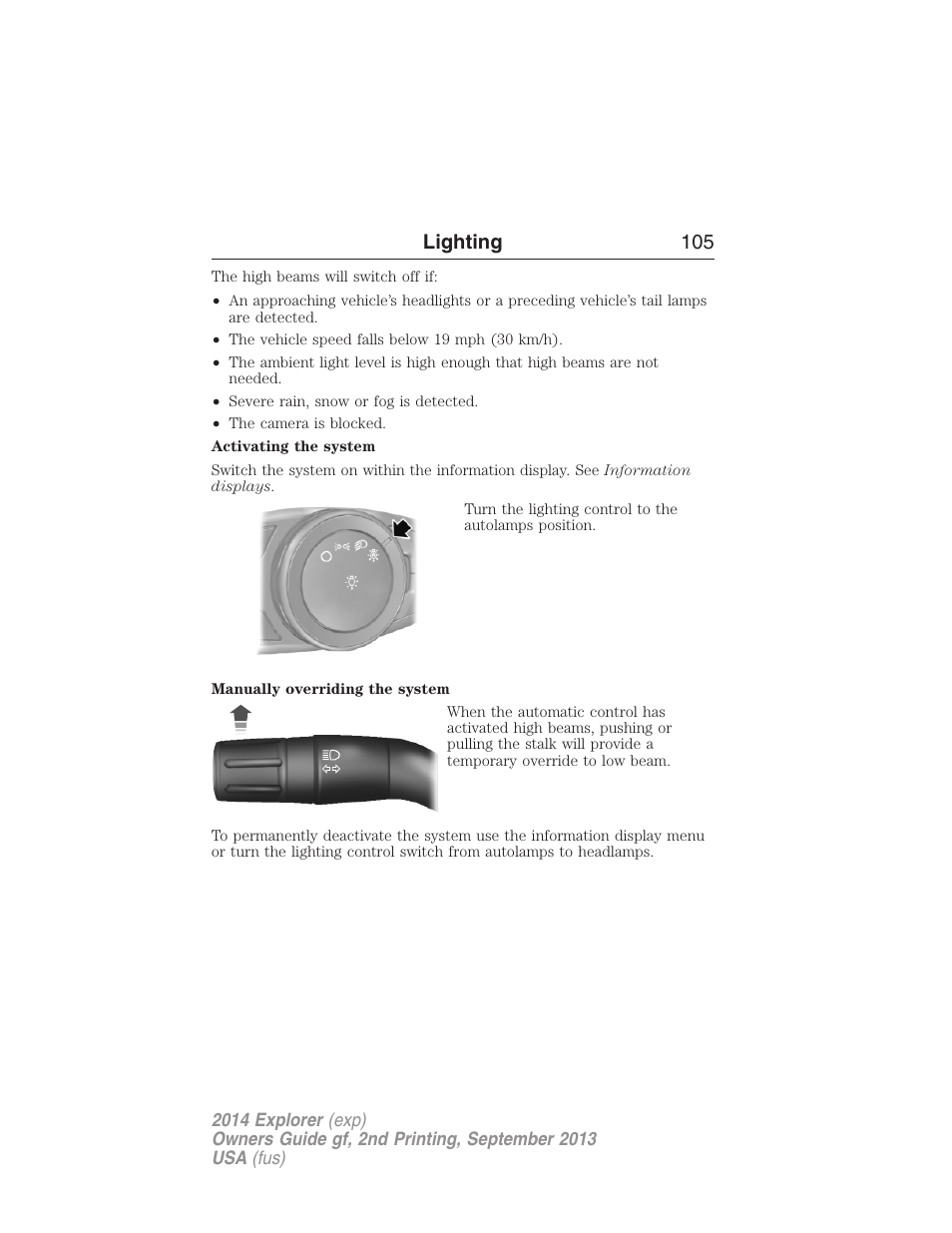 Lighting 105 | FORD 2014 Explorer v.2 User Manual | Page 107 / 593