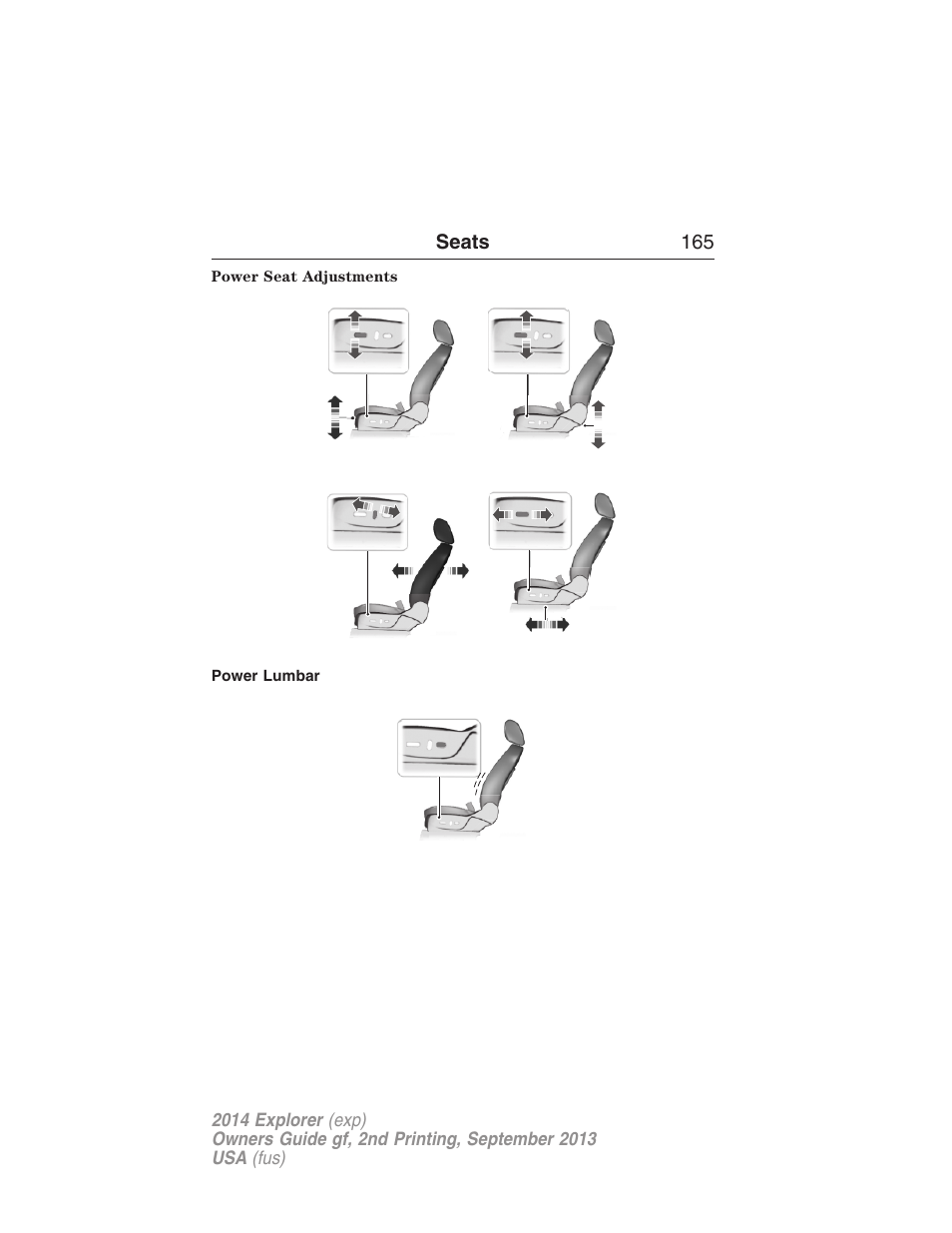 Power lumbar | FORD 2014 Explorer v.2 User Manual | Page 167 / 593
