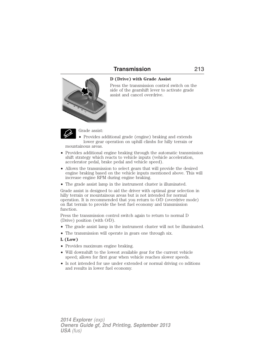 Transmission 213 | FORD 2014 Explorer v.2 User Manual | Page 215 / 593