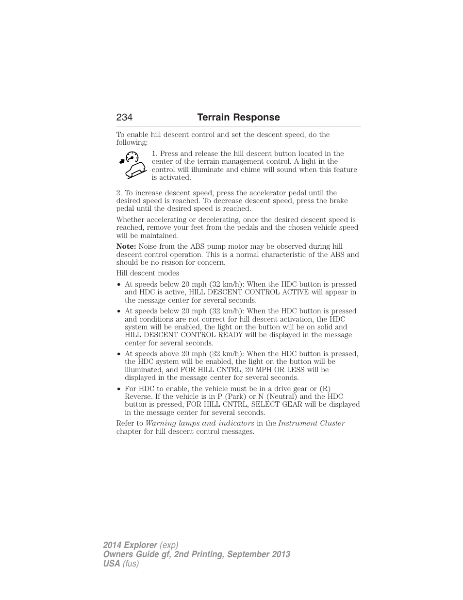 234 terrain response | FORD 2014 Explorer v.2 User Manual | Page 236 / 593