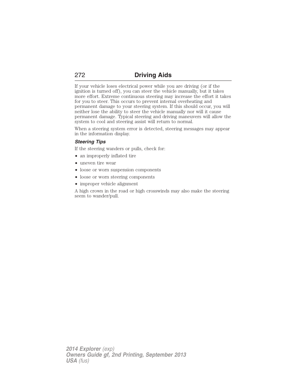 Steering tips | FORD 2014 Explorer v.2 User Manual | Page 274 / 593