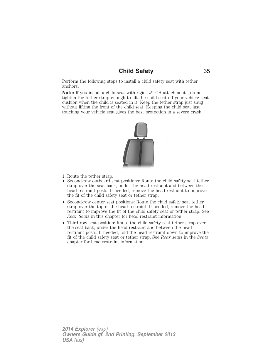 Child safety 35 | FORD 2014 Explorer v.2 User Manual | Page 37 / 593