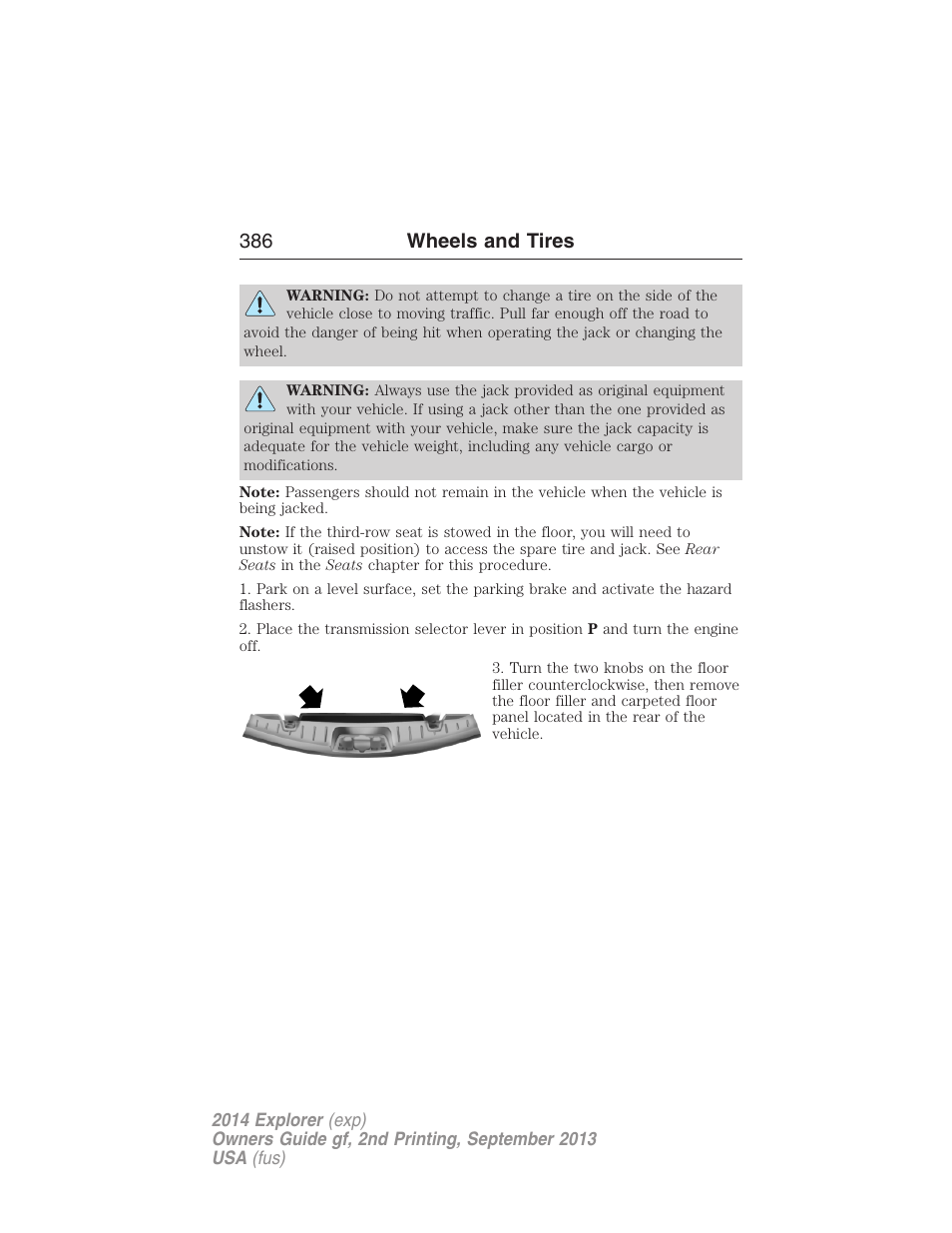 386 wheels and tires | FORD 2014 Explorer v.2 User Manual | Page 388 / 593