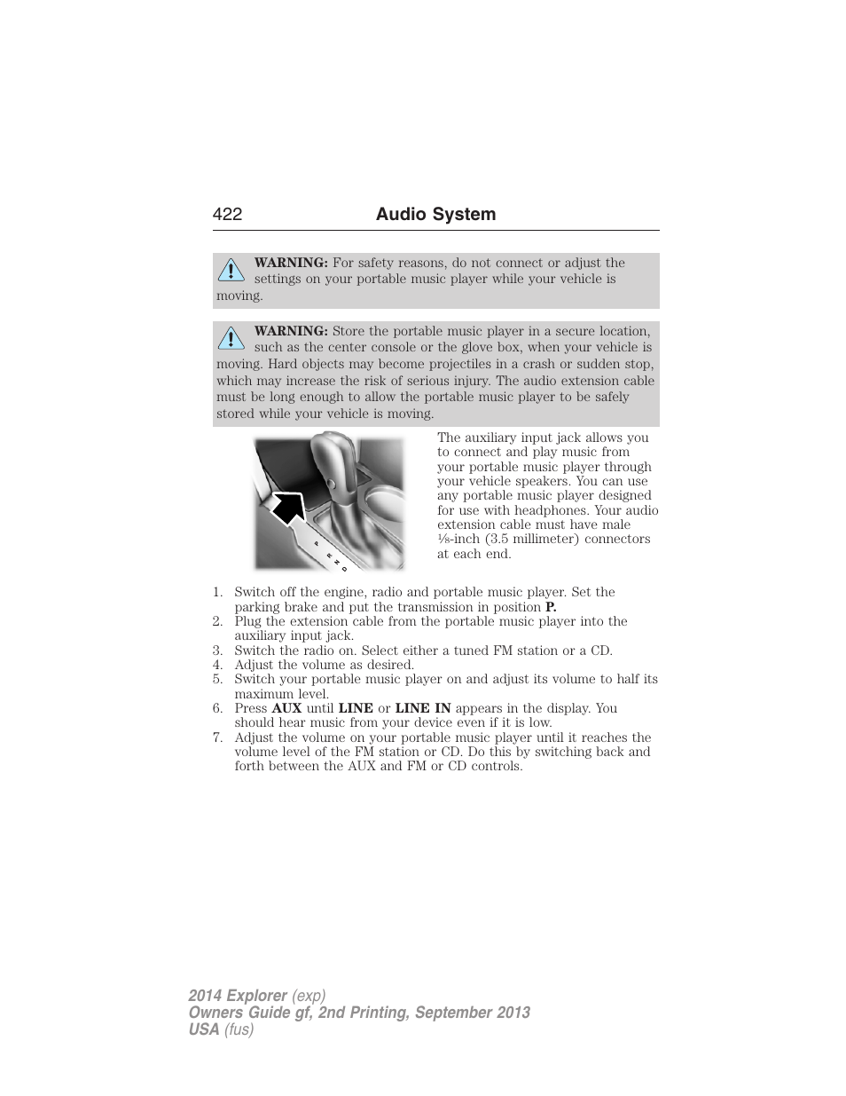422 audio system | FORD 2014 Explorer v.2 User Manual | Page 424 / 593
