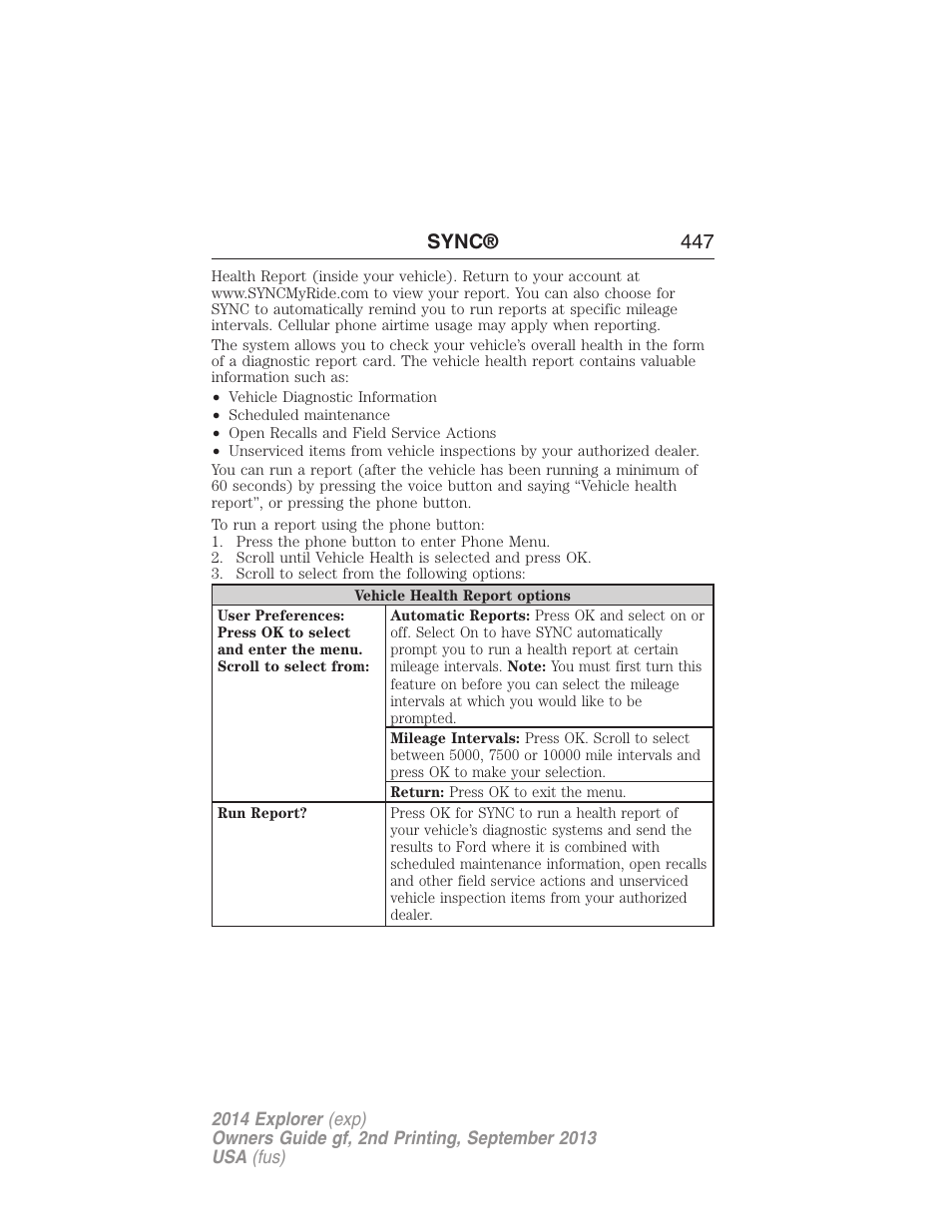 Sync® 447 | FORD 2014 Explorer v.2 User Manual | Page 449 / 593