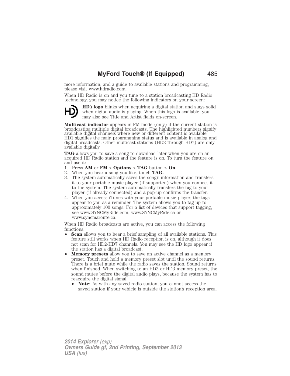 Myford touch® (if equipped) 485 | FORD 2014 Explorer v.2 User Manual | Page 487 / 593